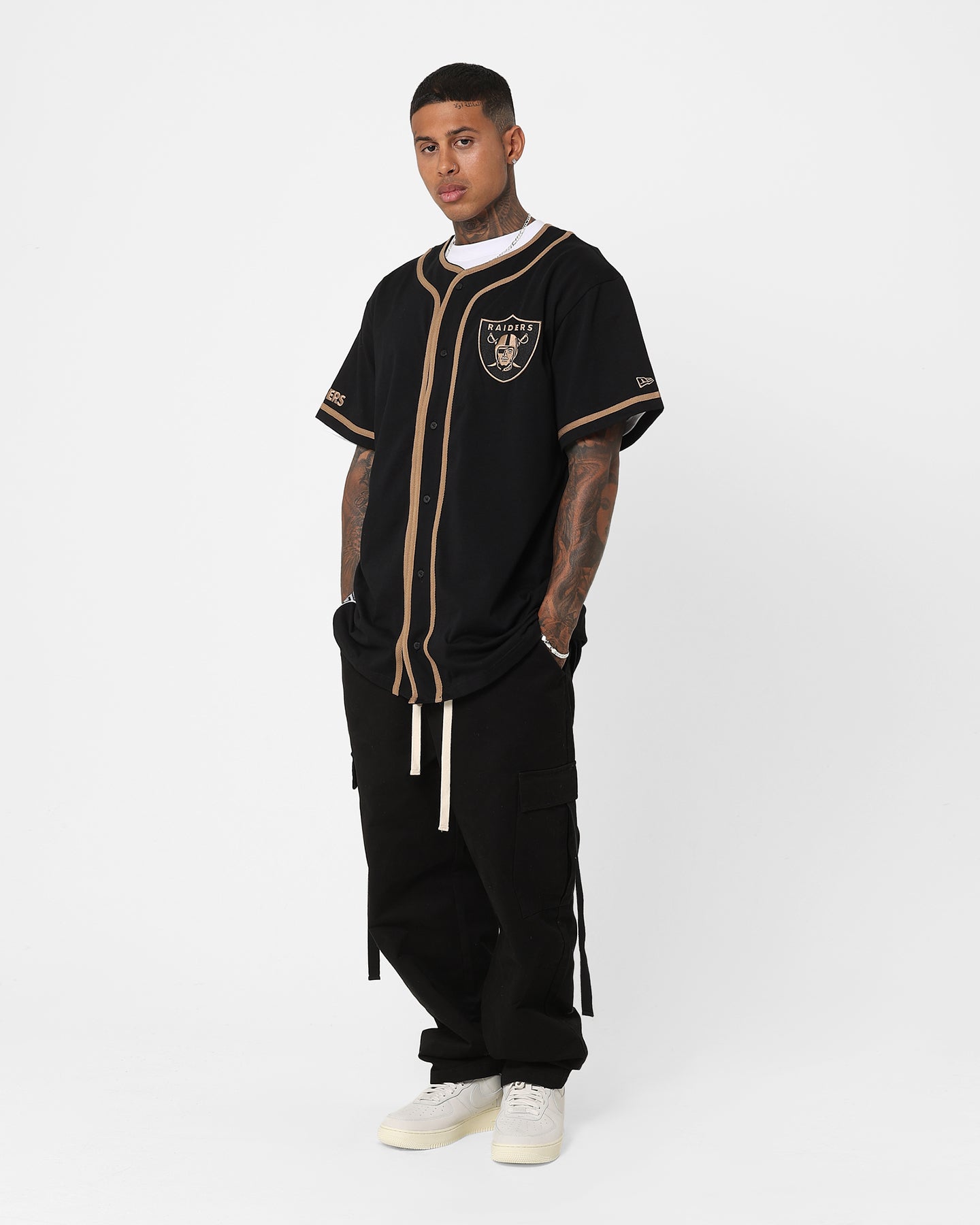 New Era Las Vegas Raiders Button Up T-Shirt Black