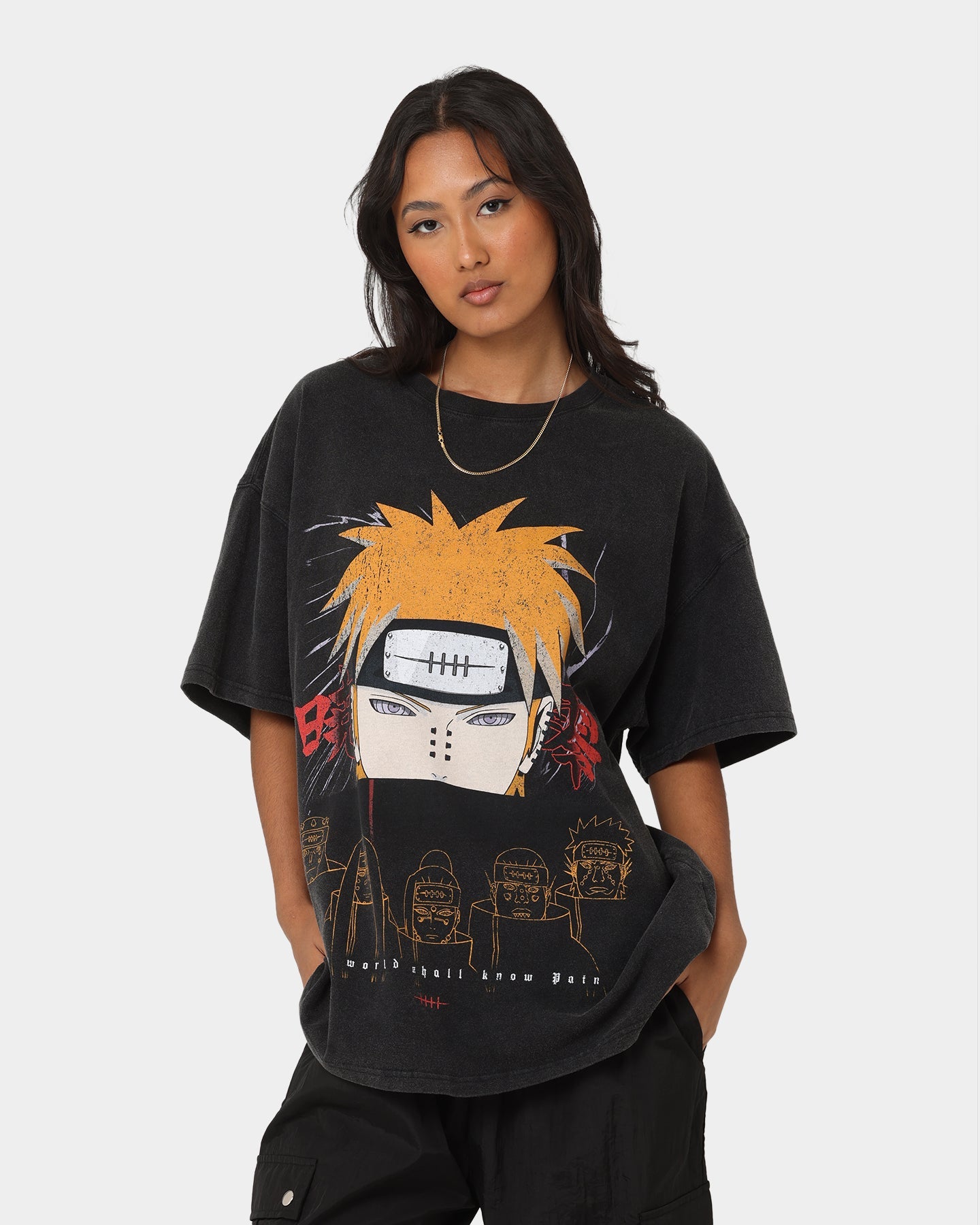 Goat Crew X Naruto Pain Heavyweight Vintage T-Shirt Vintage Black Style001