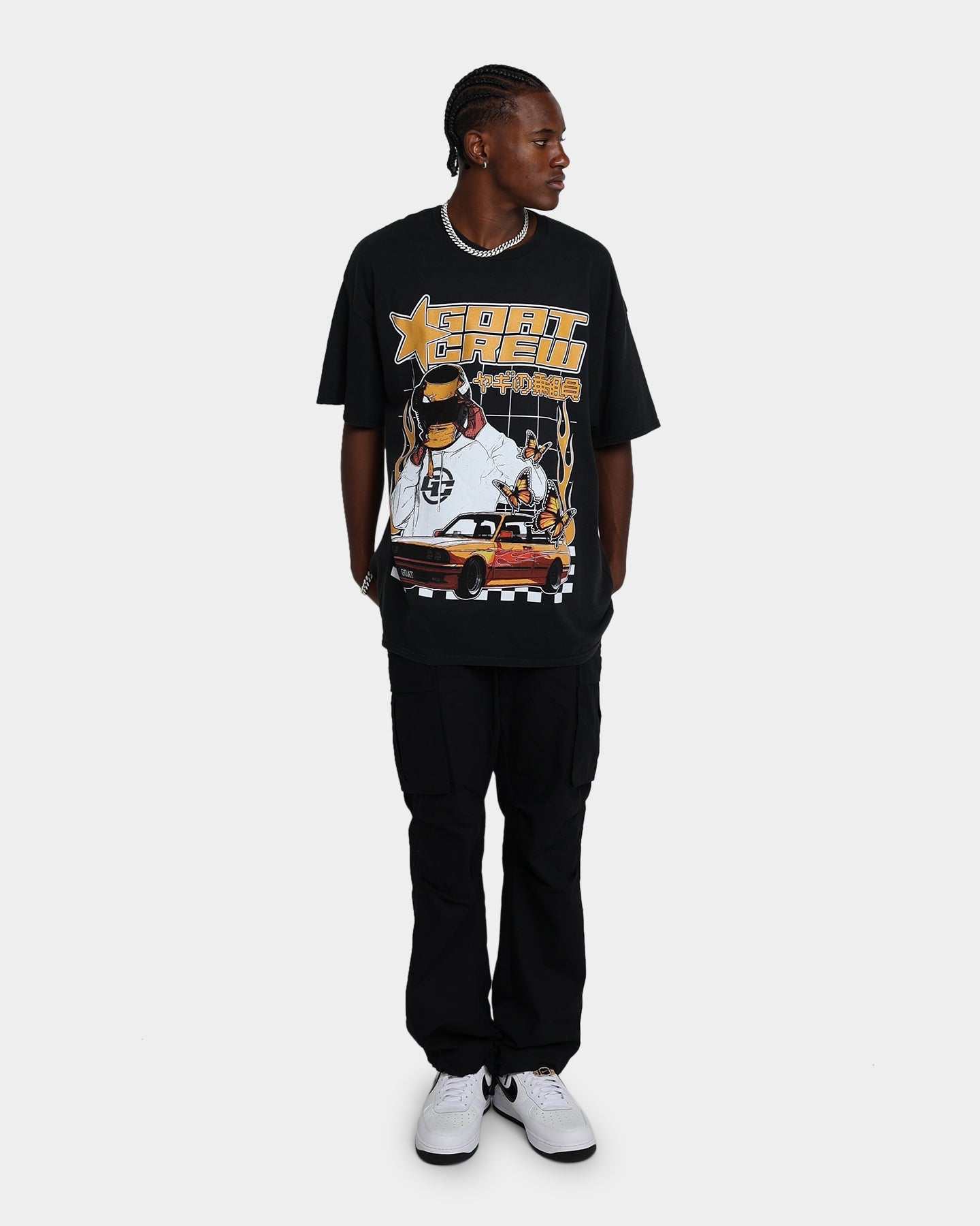 Goat Crew Flaming Racer Vintage T-Shirt Black Wash