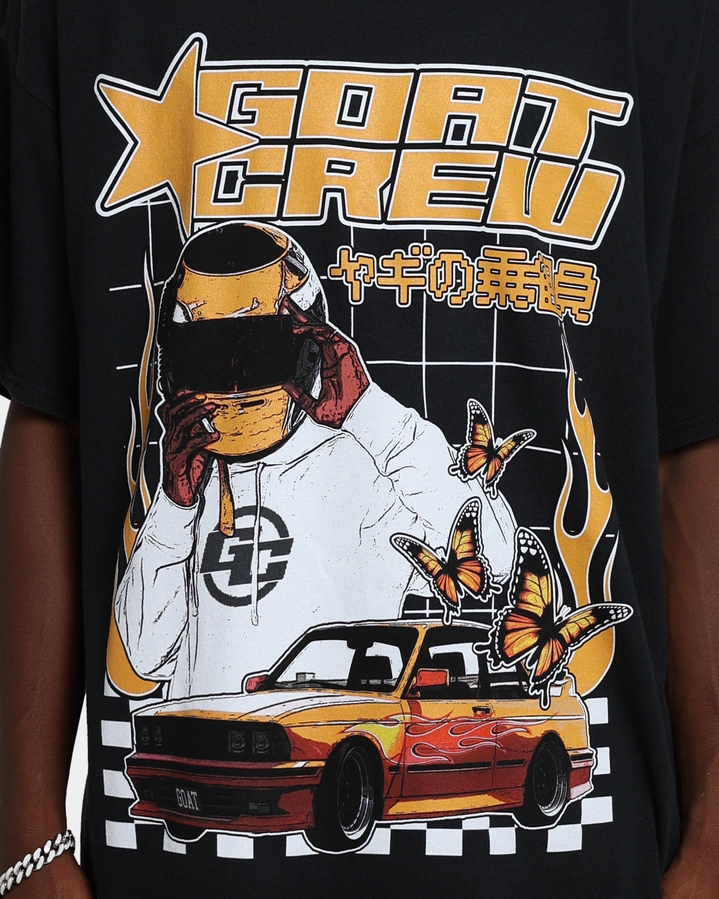 Goat Crew Flaming Racer Vintage T-Shirt Black Wash