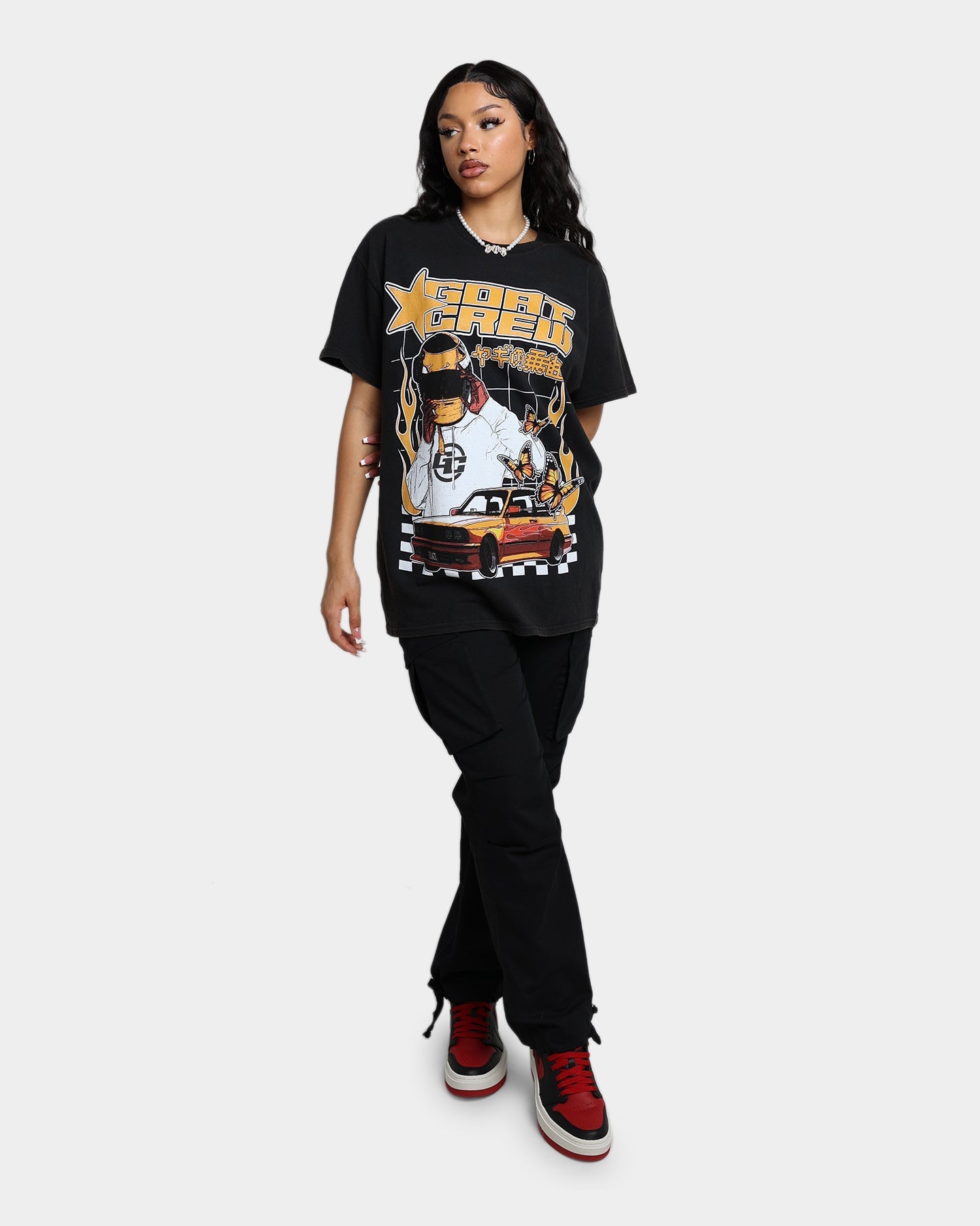 Goat Crew Flaming Racer Vintage T-Shirt Black Wash Style001