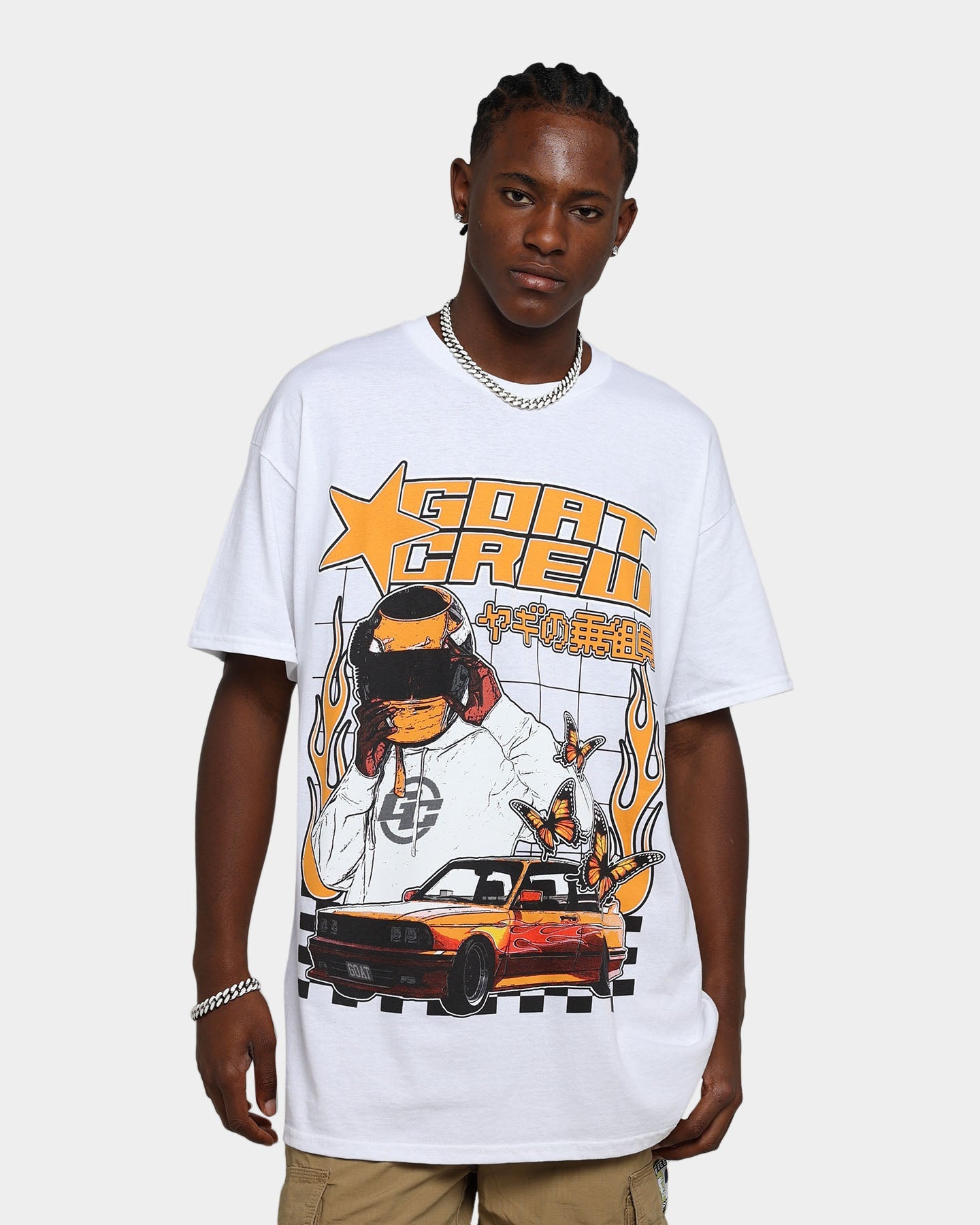 Goat Crew Flaming Racer T-Shirt White