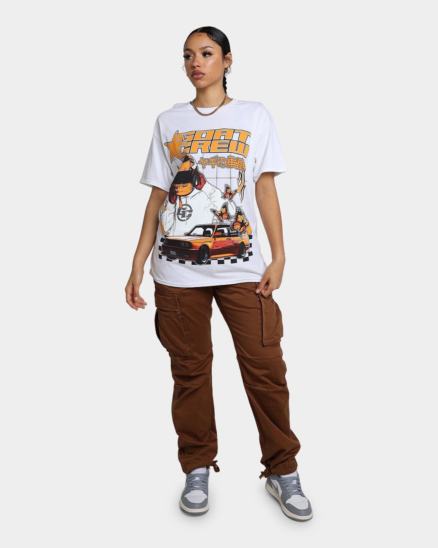 Goat Crew Flaming Racer T-Shirt White Style001