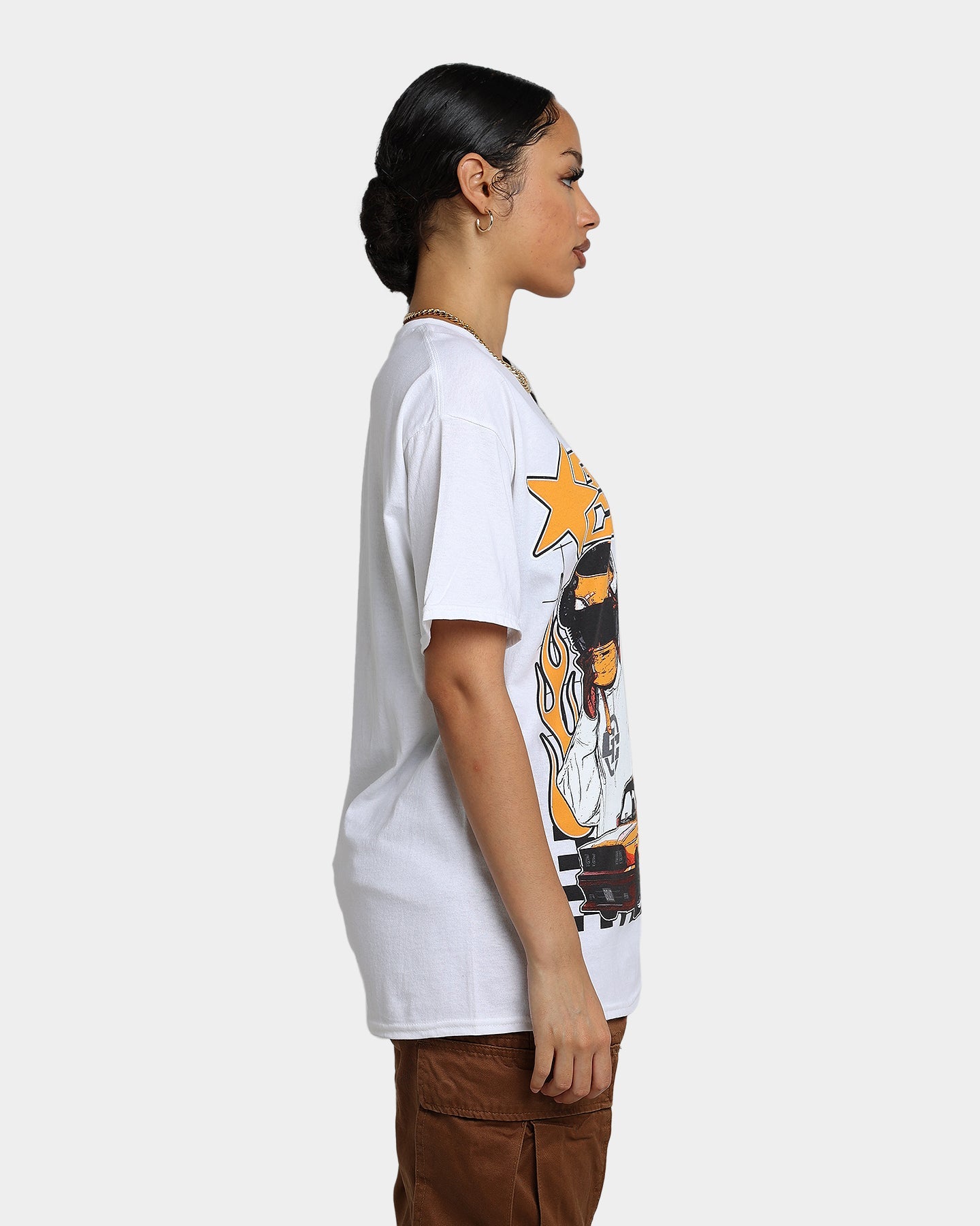 Goat Crew Flaming Racer T-Shirt White Style001