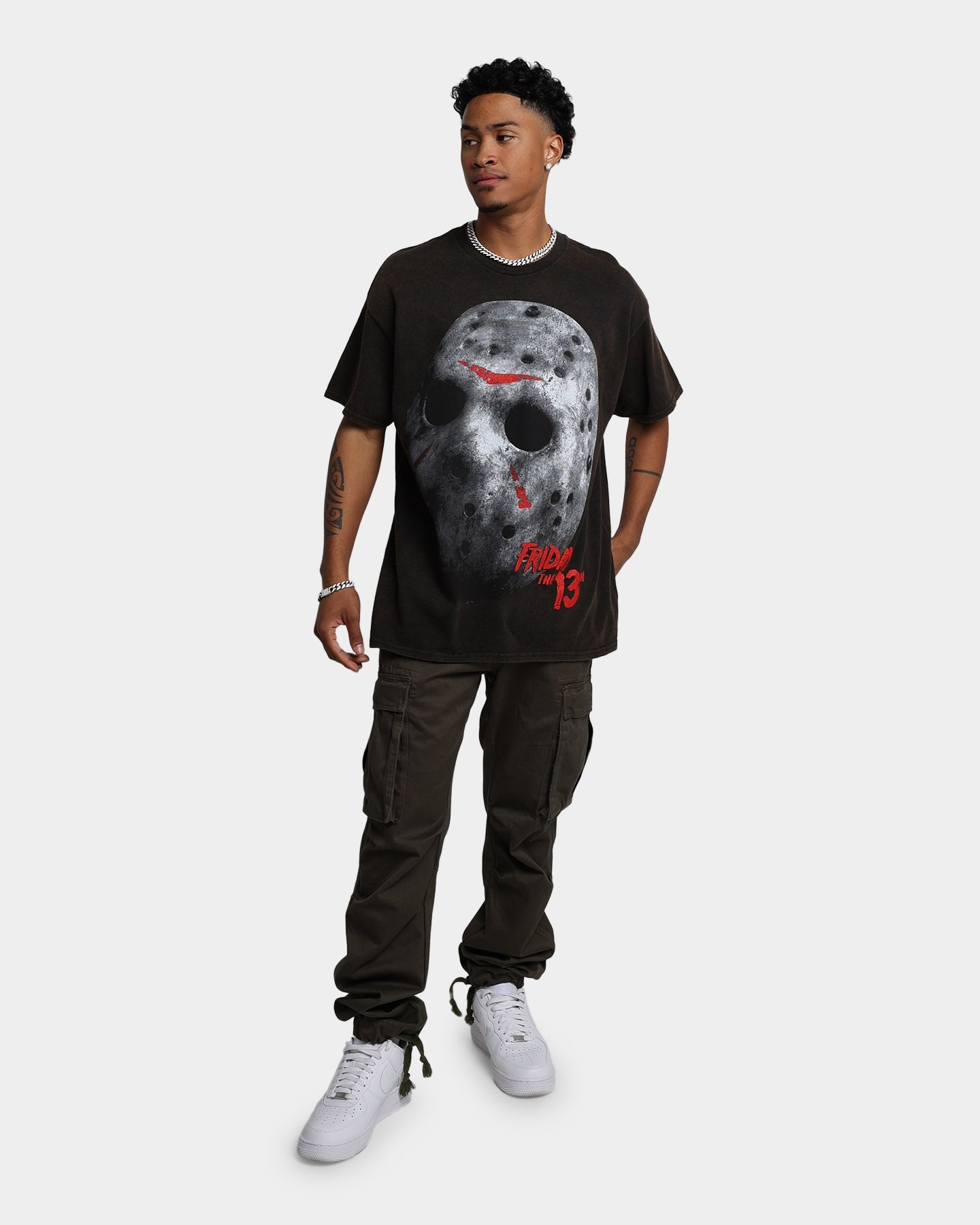 American Thrift X Friday The 13th Jason's Mask Vintage T-Shirt Black Wash