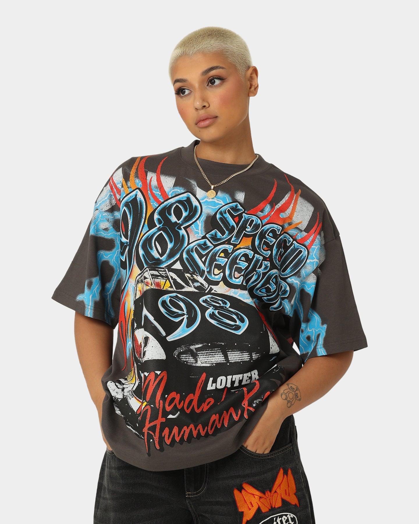 Loiter Speed Seeker Vintage T-Shirt Charcoal Style001