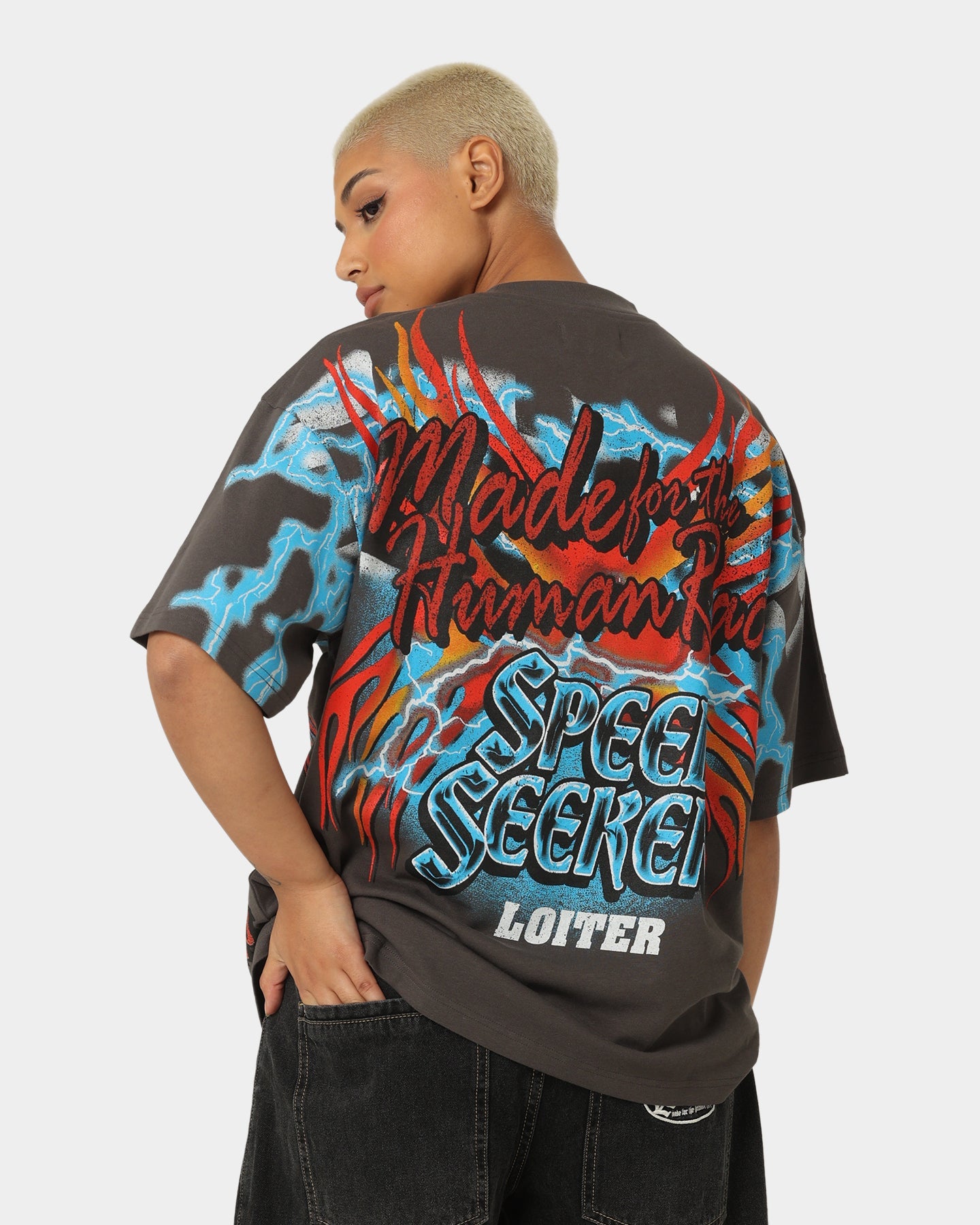Loiter Speed Seeker Vintage T-Shirt Charcoal Style001