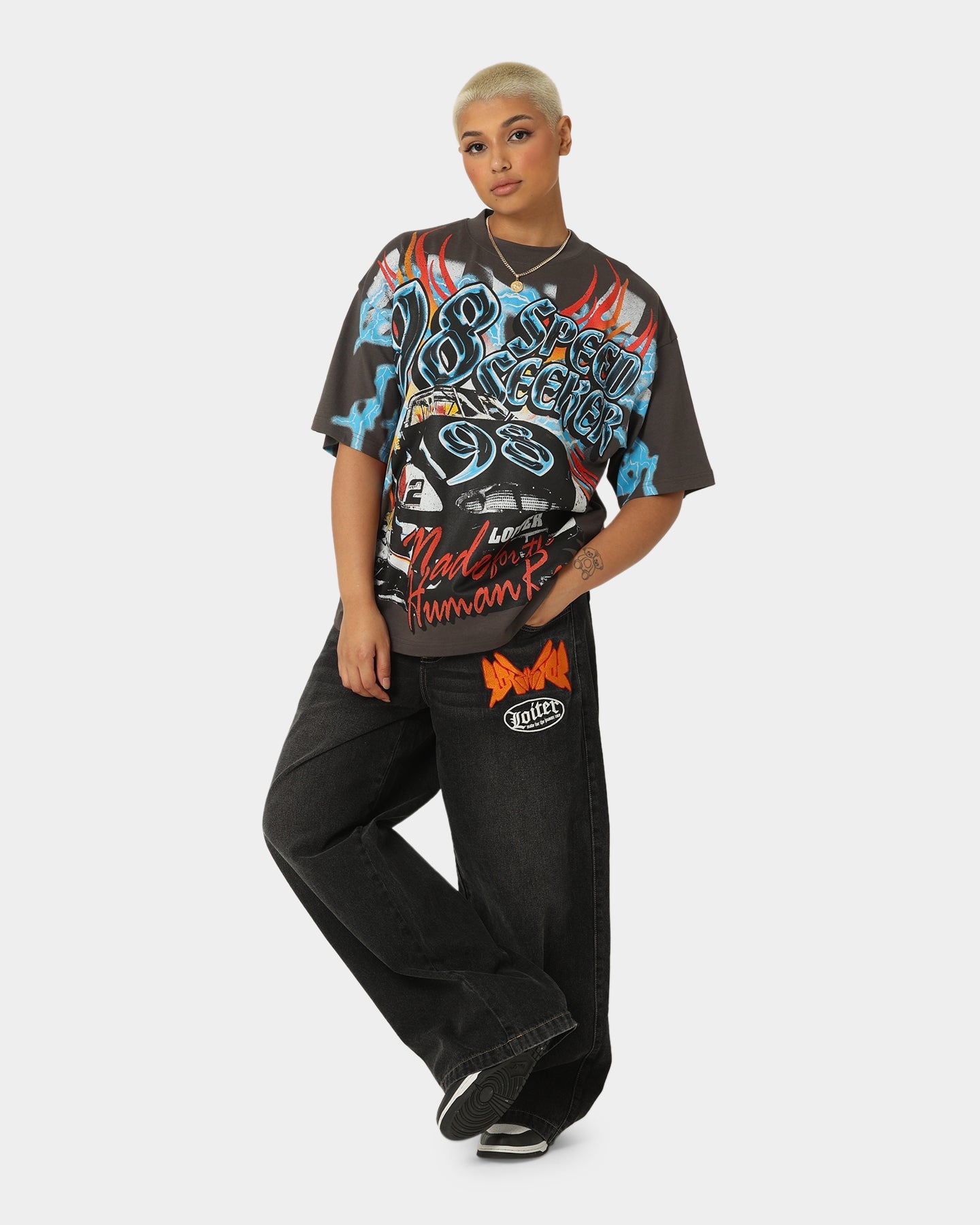 Loiter Speed Seeker Vintage T-Shirt Charcoal Style001