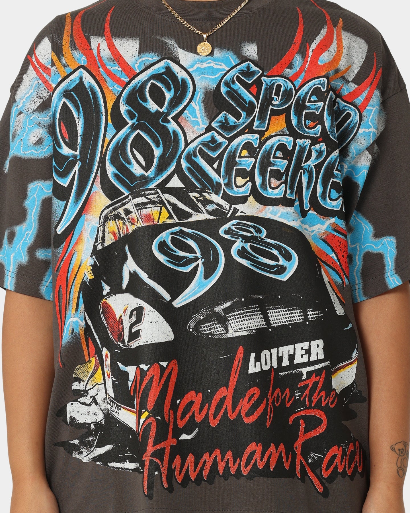 Loiter Speed Seeker Vintage T-Shirt Charcoal Style001