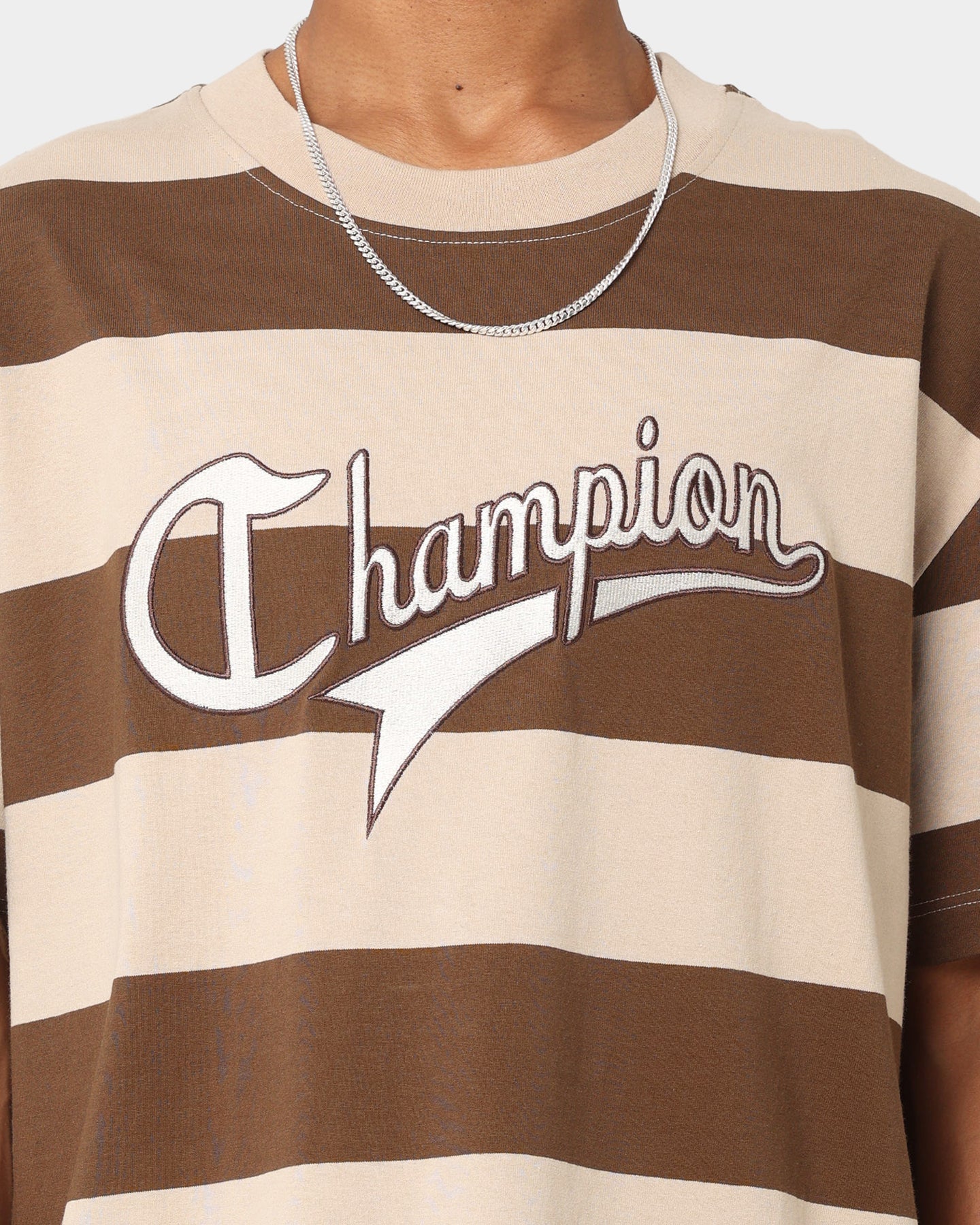 Champion Heritage Cursive Logo T-Shirt Stripe 7v1