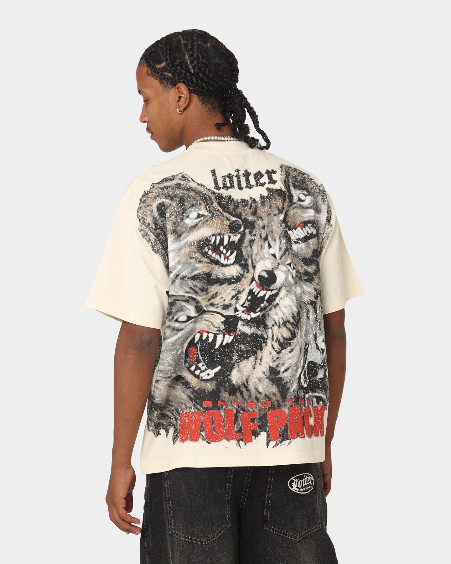 Loiter Wolf Pack Vintage T-Shirt Ecru