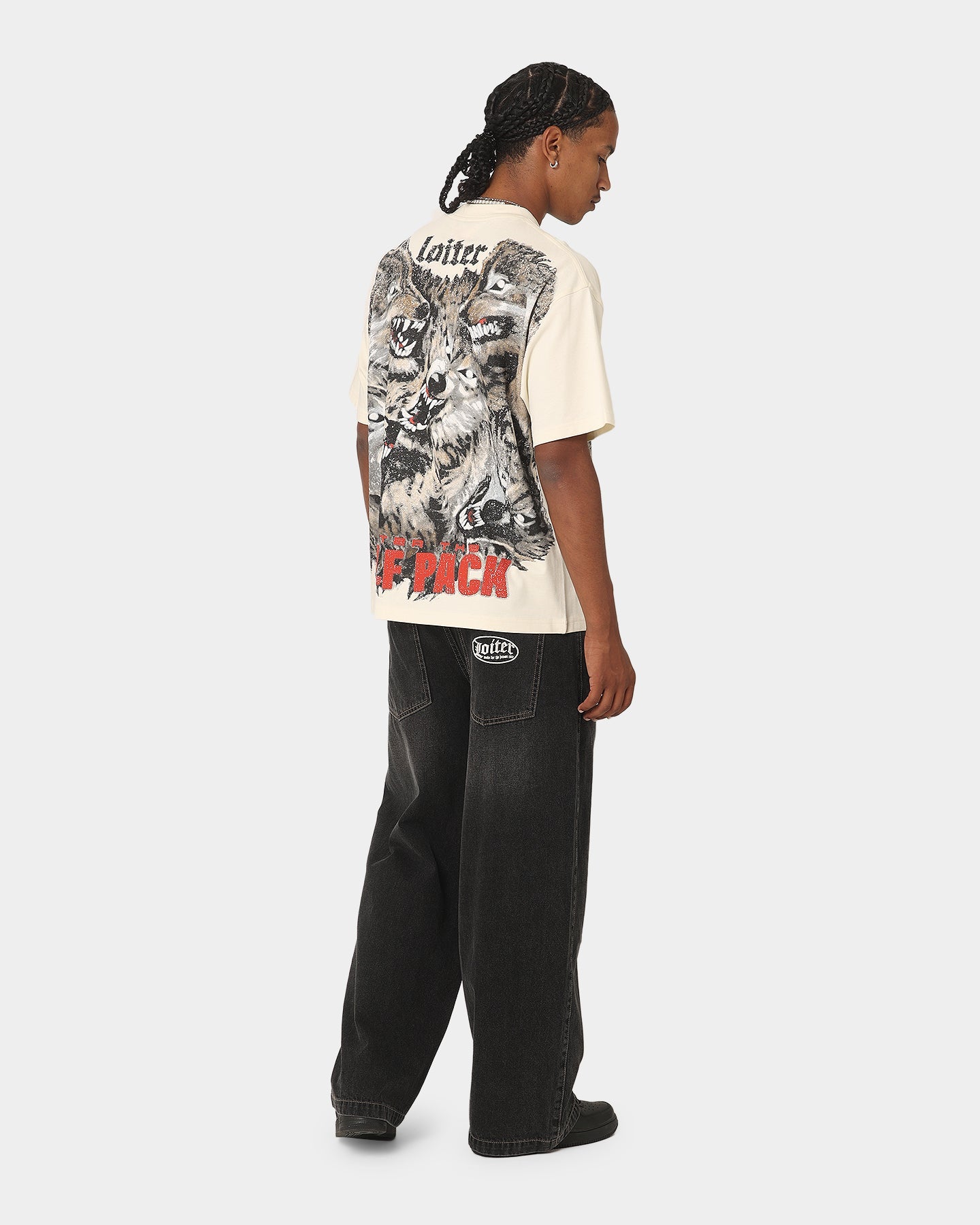Loiter Wolf Pack Vintage T-Shirt Ecru