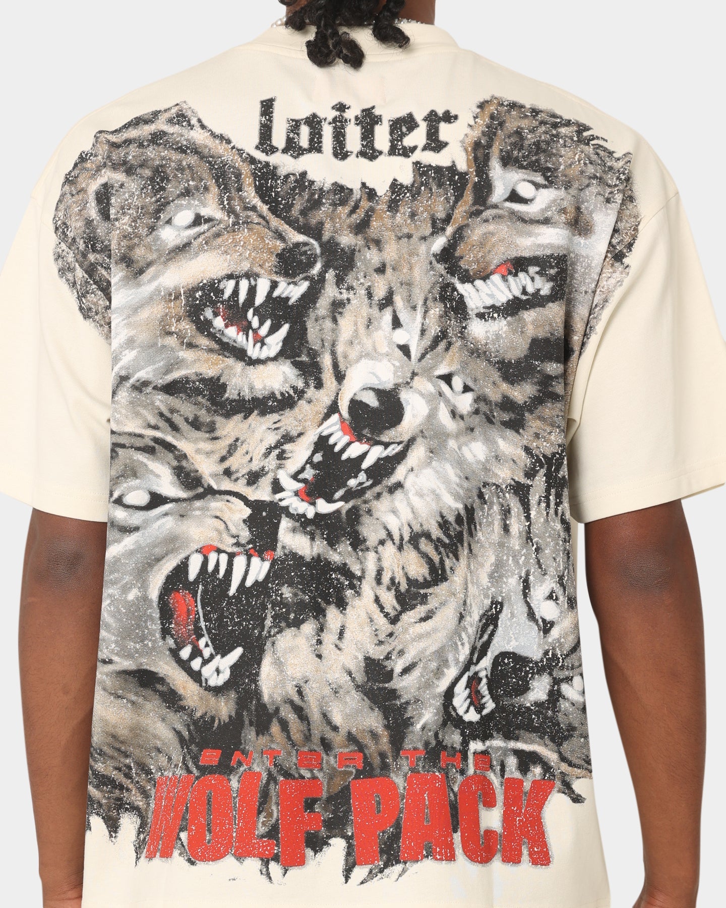Loiter Wolf Pack Vintage T-Shirt Ecru