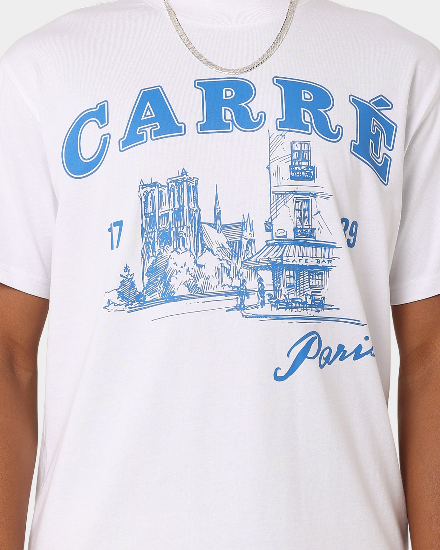 Carre Vues Oversized Mock Neck Short Sleeve T-Shirt White