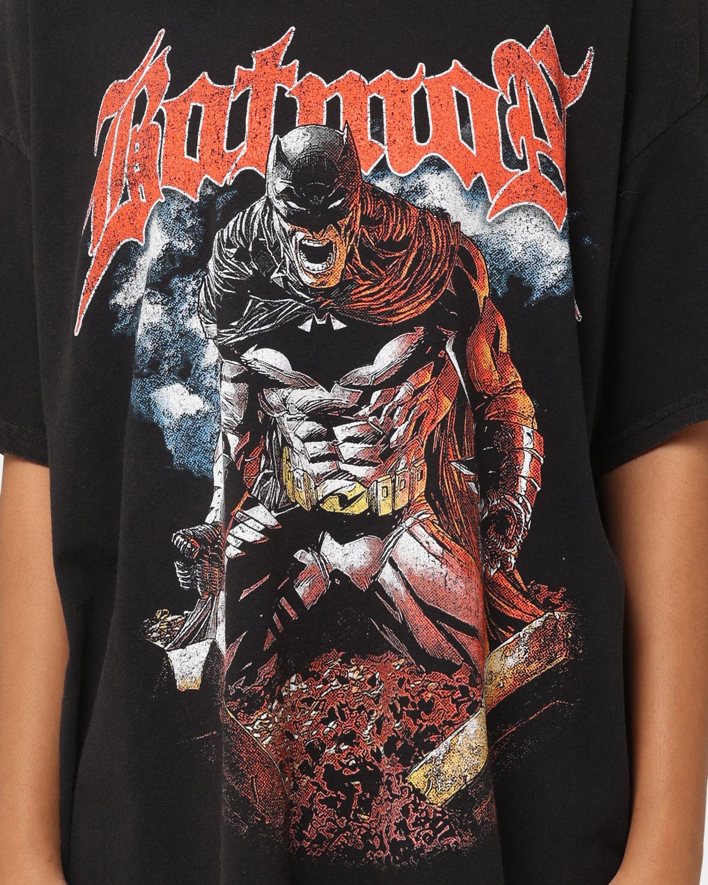 Goat Crew X DC Batman Metal Vintage T-Shirt Black Wash Style001