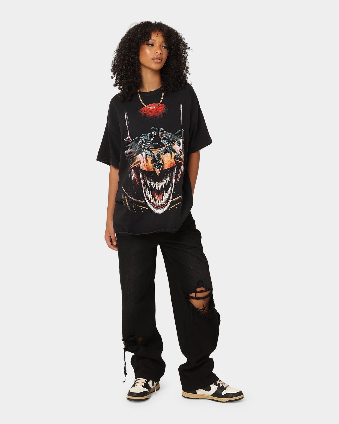 Goat Crew X DC Batman Who Laughs Vintage T-Shirt Black Wash Style001
