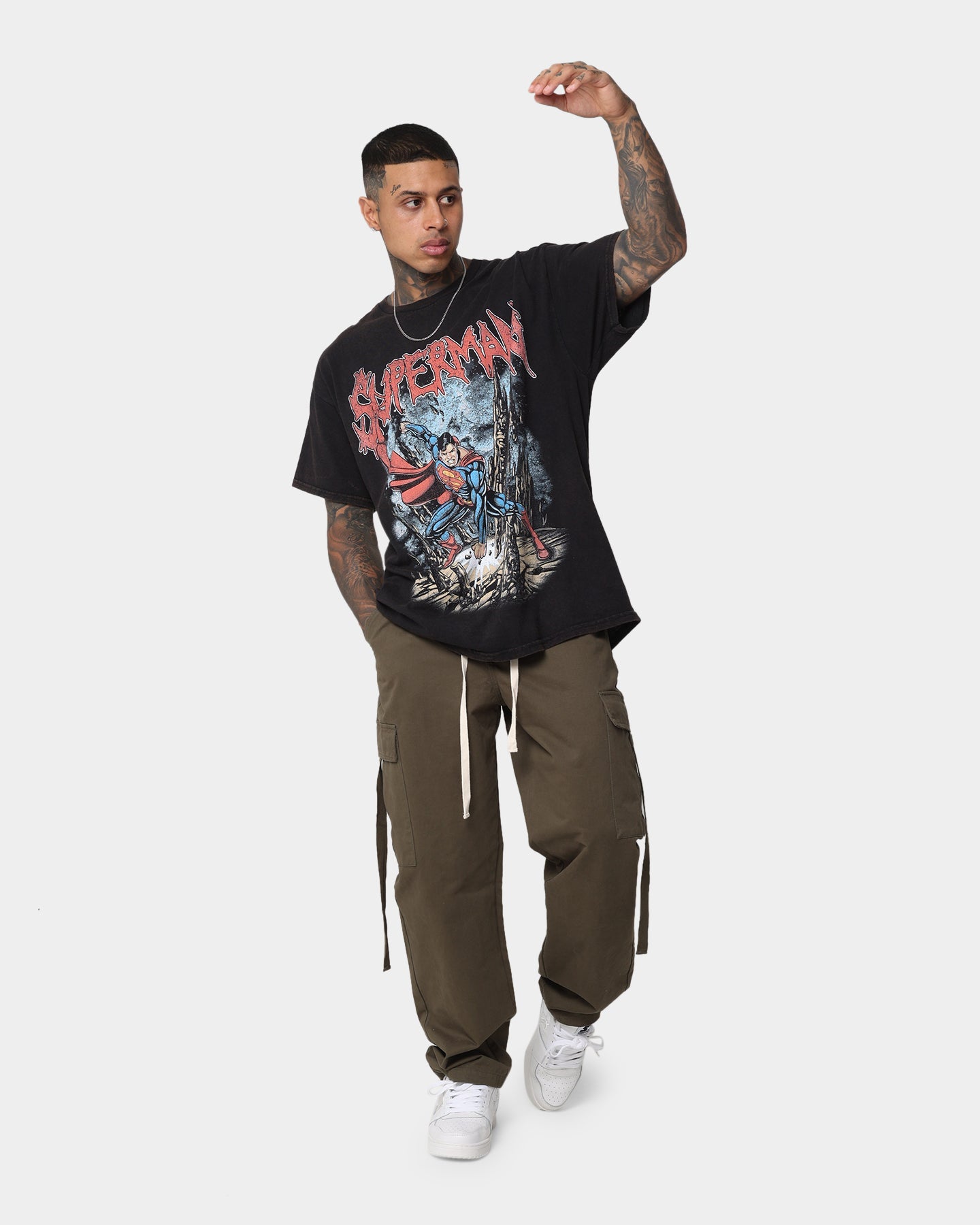 Goat Crew X DC Superman Metal Vintage T-Shirt Black Wash