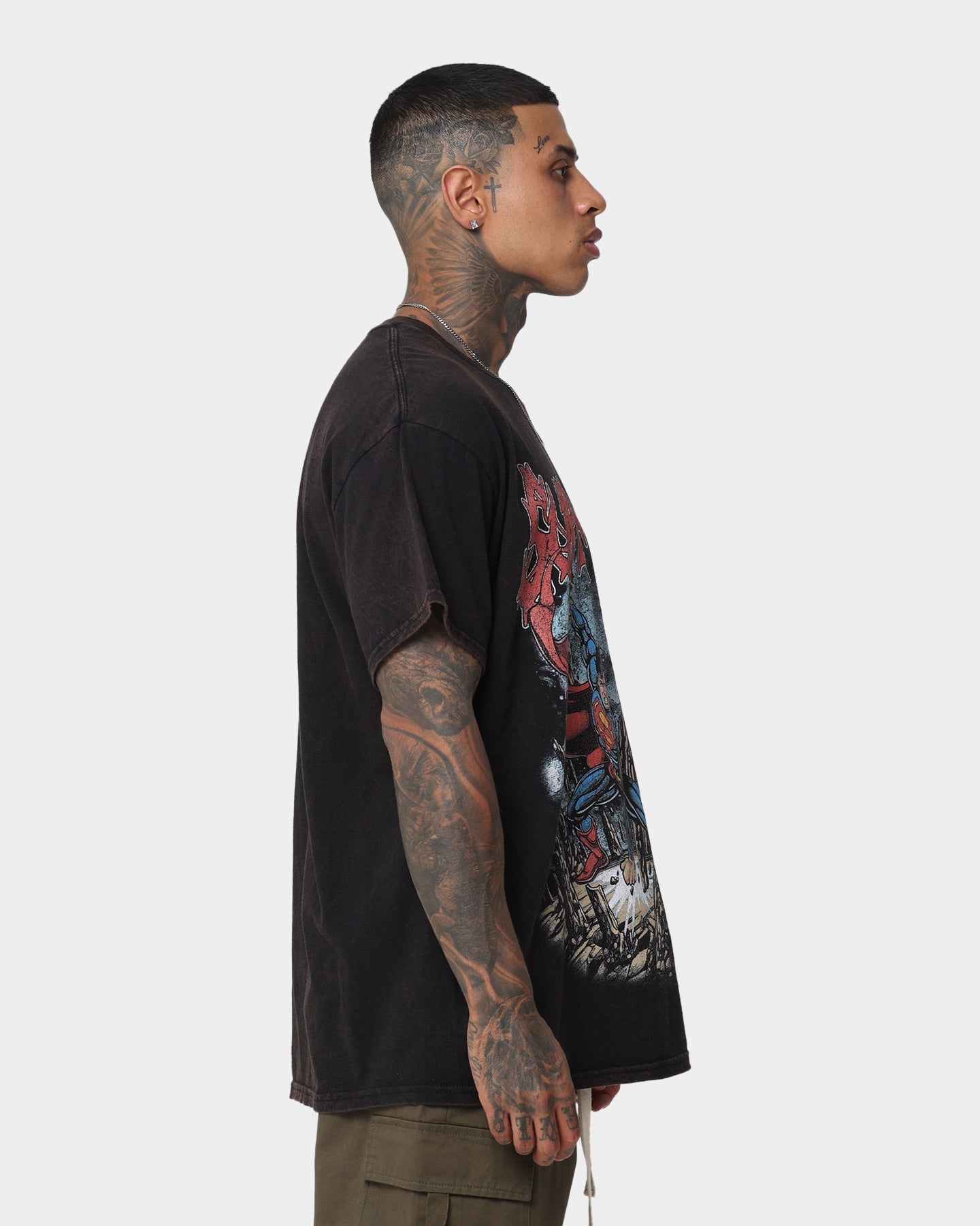 Goat Crew X DC Superman Metal Vintage T-Shirt Black Wash