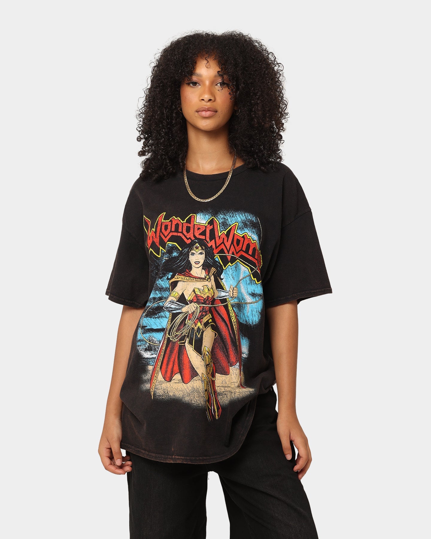 Goat Crew X DC Wonder Woman Metal Vintage T-Shirt Black Wash Style001