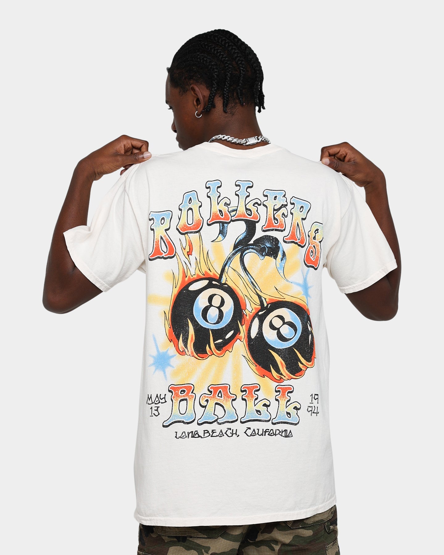 American Thrift Rollars Ball Thrifted Vintage T-Shirt Off White