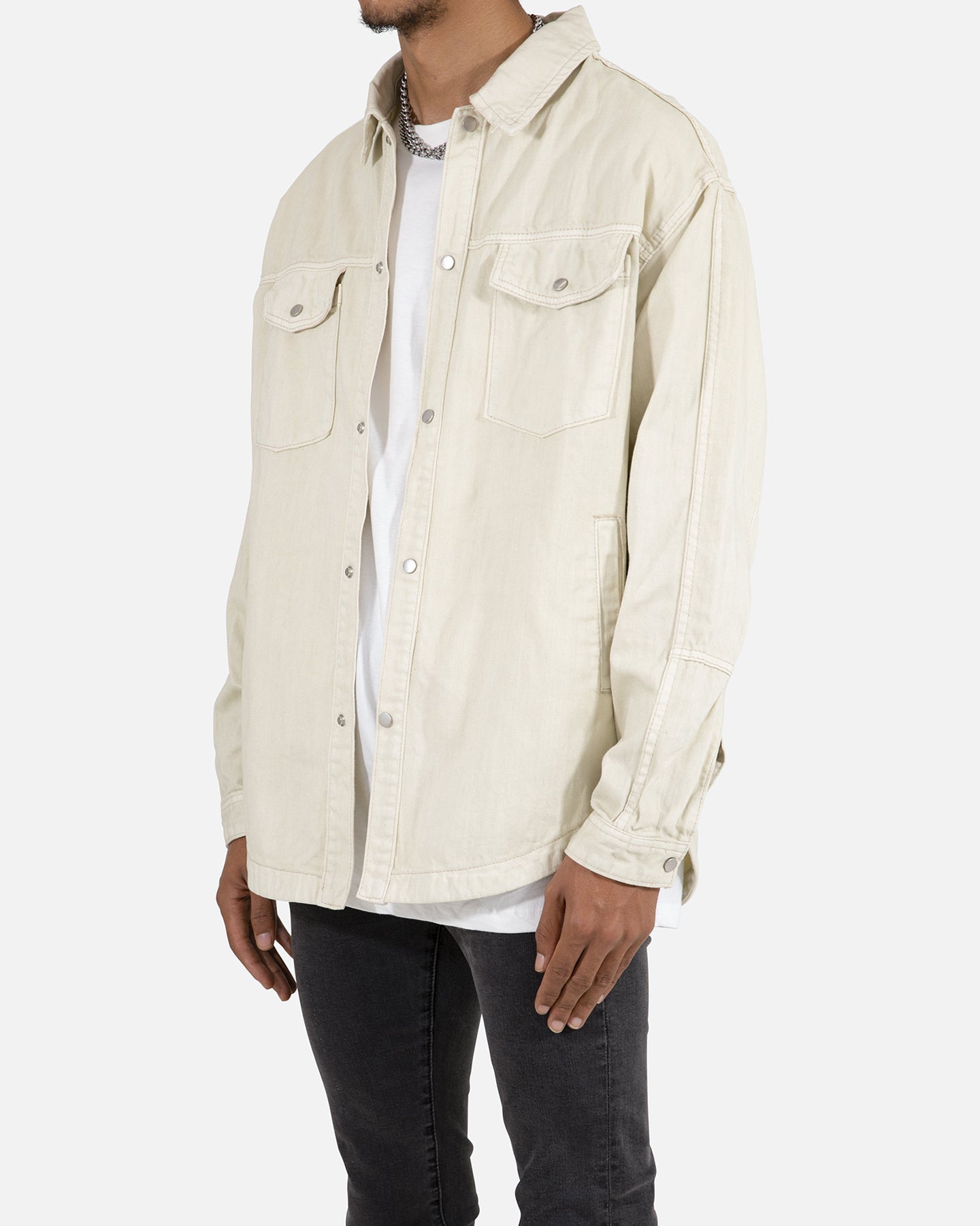 MNML Denim Over Long Sleeve T-Shirt White