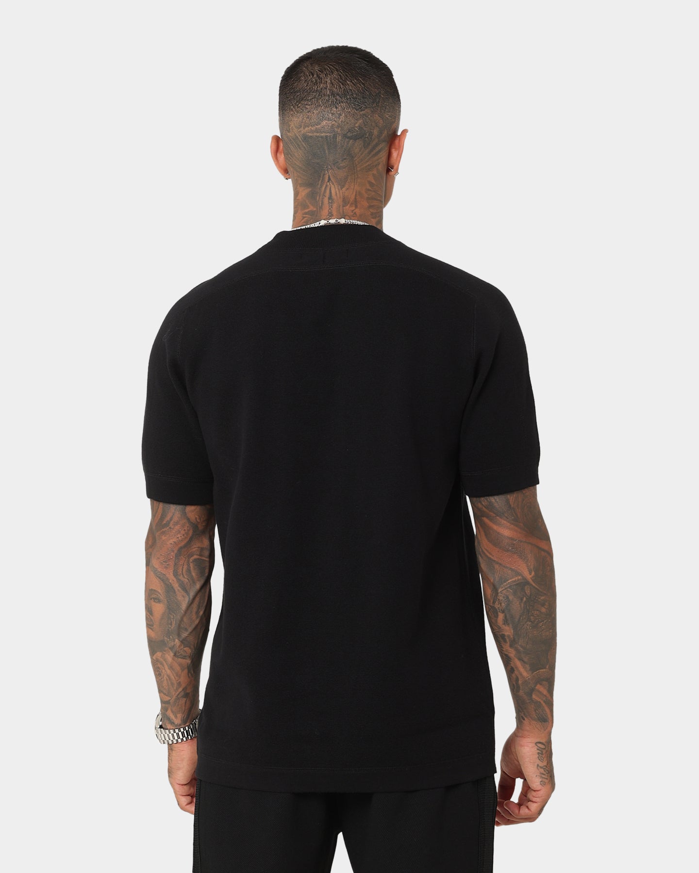 Fred Perry Chest Striped Knitted T-Shirt Black
