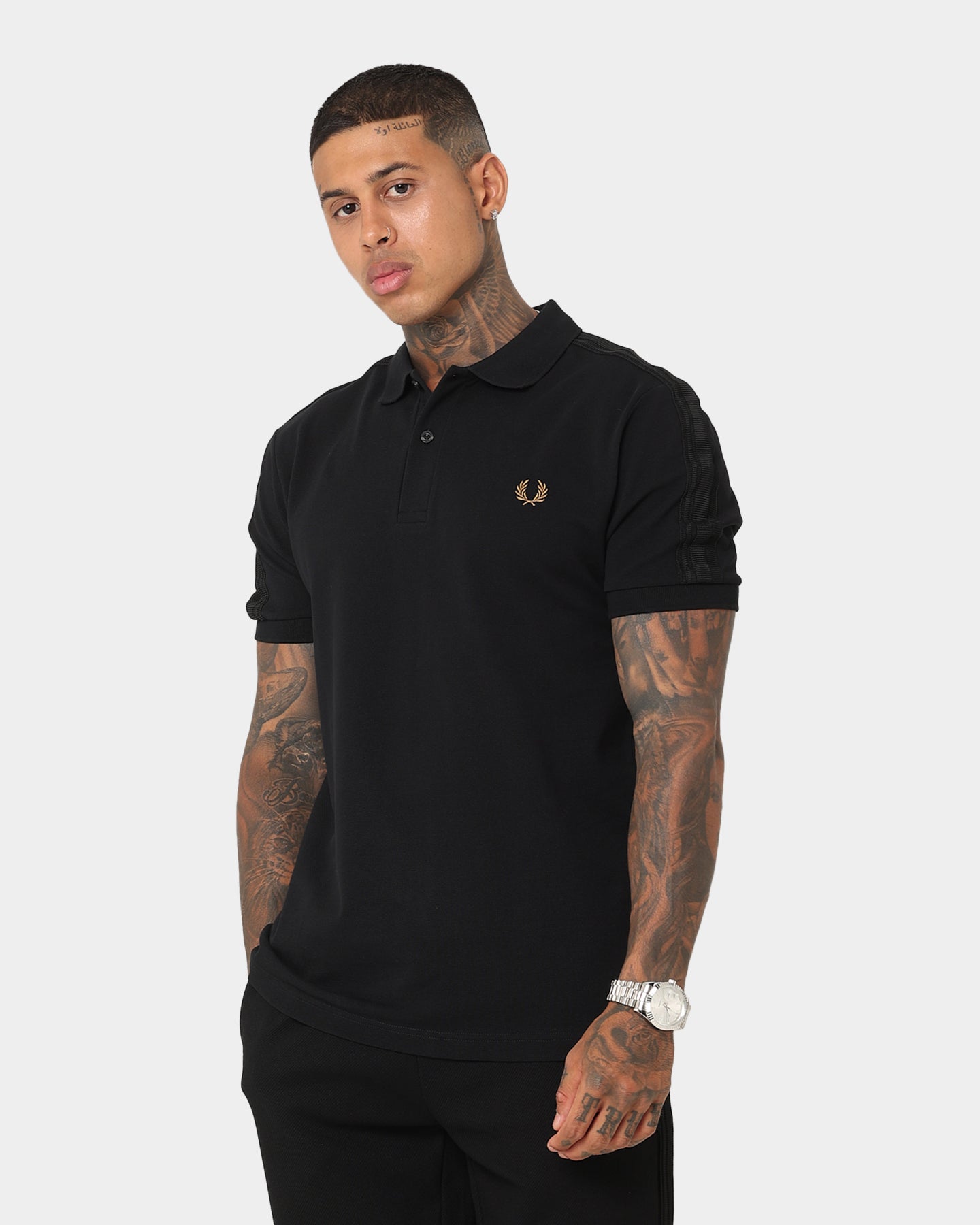 Fred Perry Knitted Tape Polo T-Shirt Black