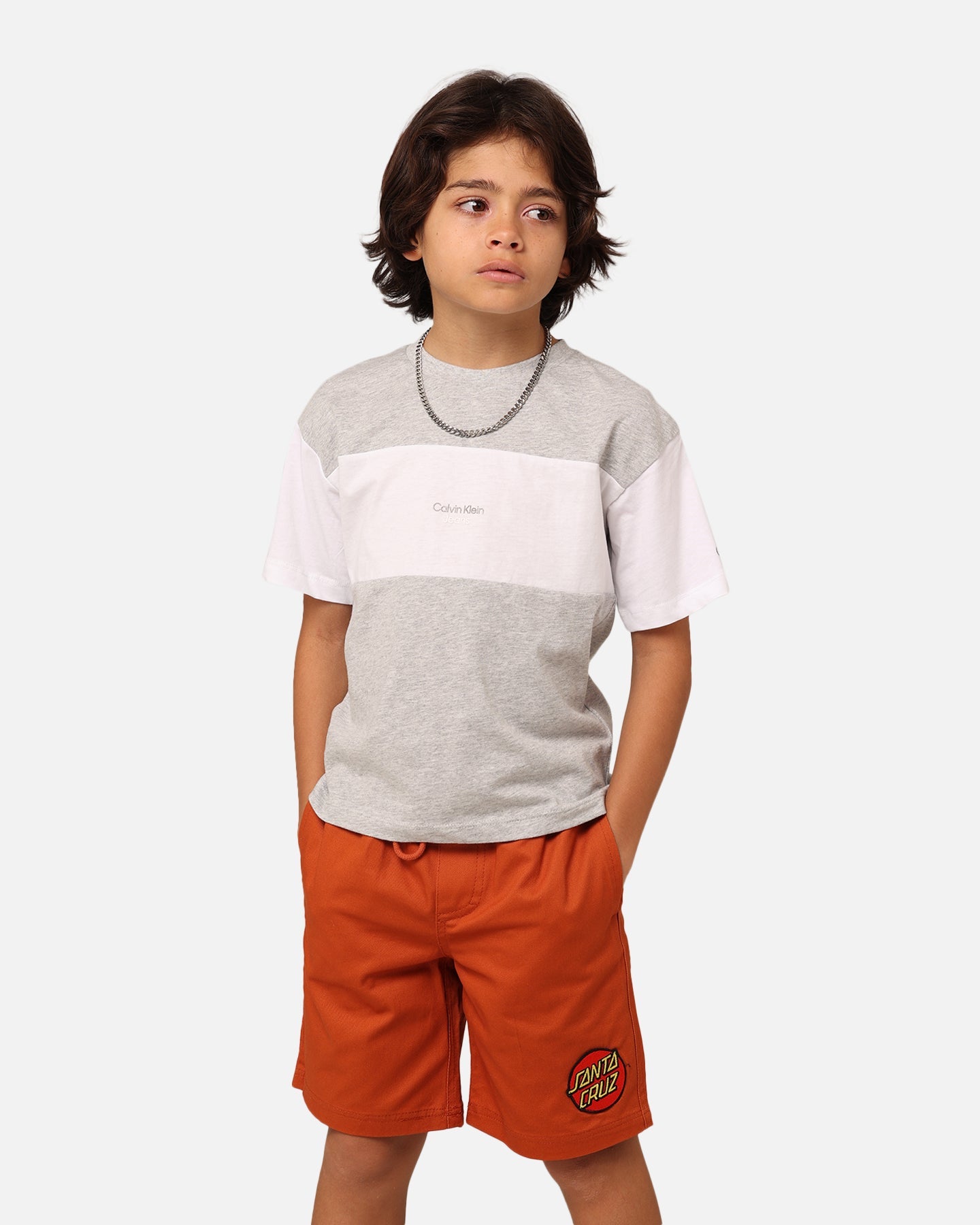 Calvin Klein Kids' Colour Block T-Shirt Grey Style001
