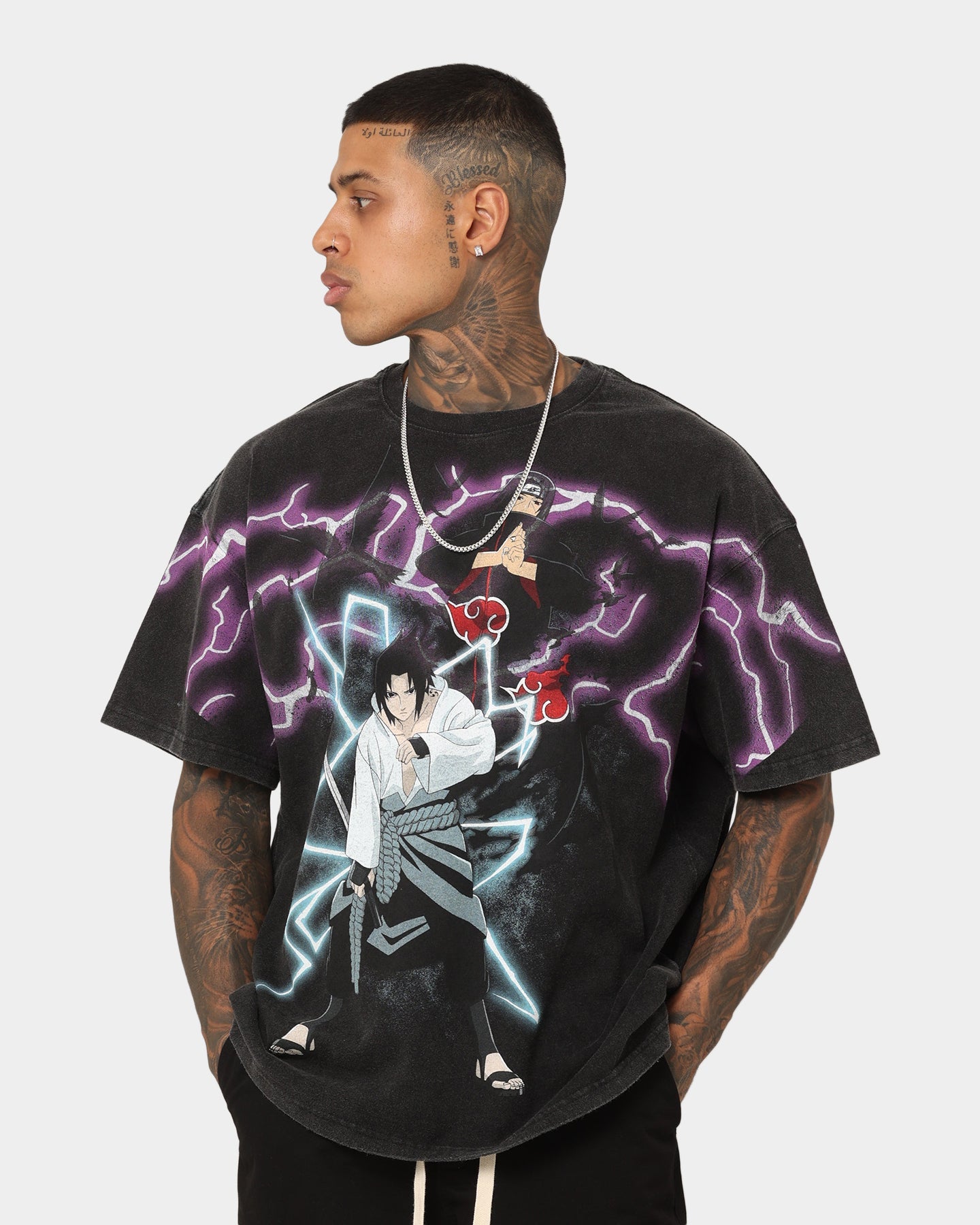 Goat Crew X Naruto Uchicha Brothers Colossal Premium Vintage T-Shirt Black Wash