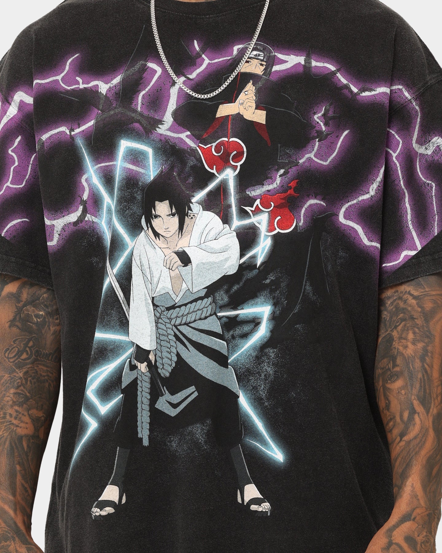 Goat Crew X Naruto Uchicha Brothers Colossal Premium Vintage T-Shirt Black Wash