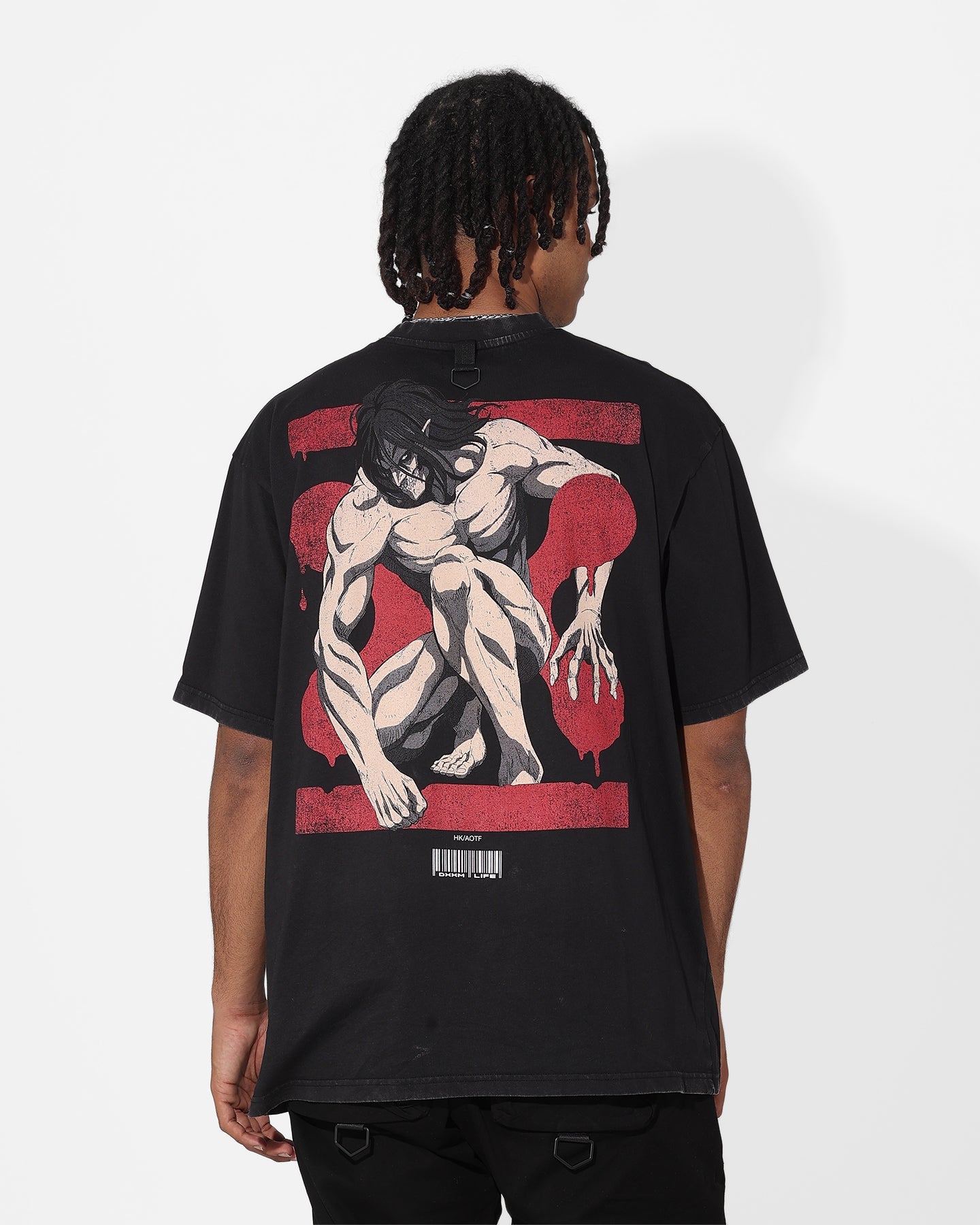 DXXMLIFE X Attack On Titan Eren Baggy Vintage T-Shirt Vintage Black