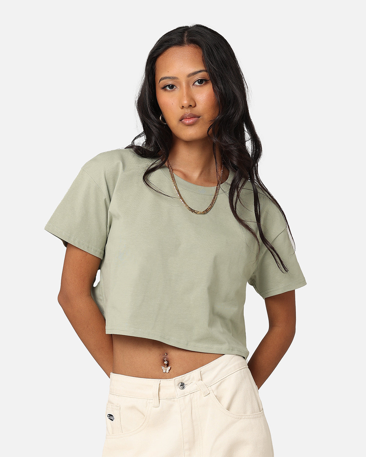 AS Colour Women's Crop T-Shirt Pistachio