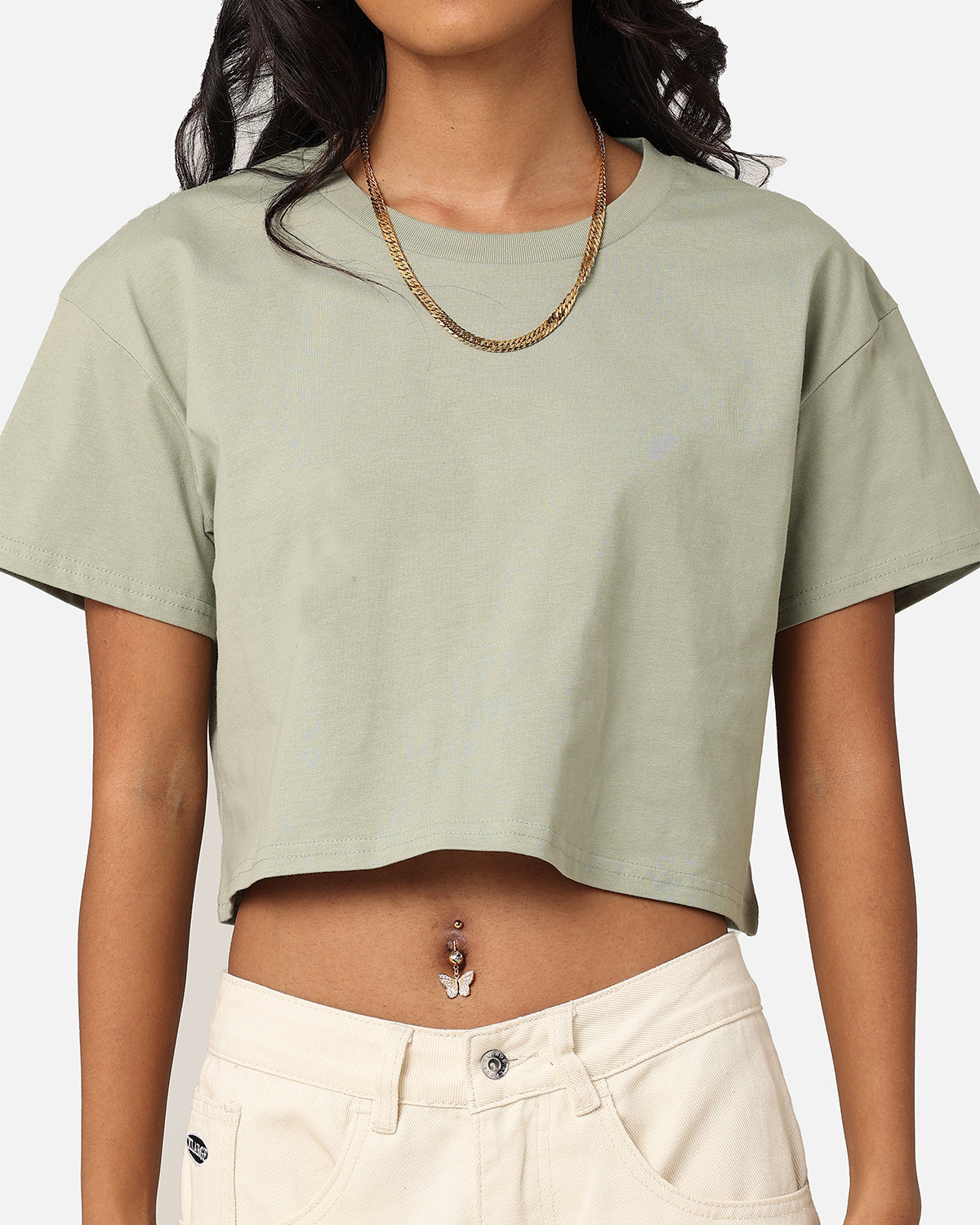 AS Colour Women's Crop T-Shirt Pistachio