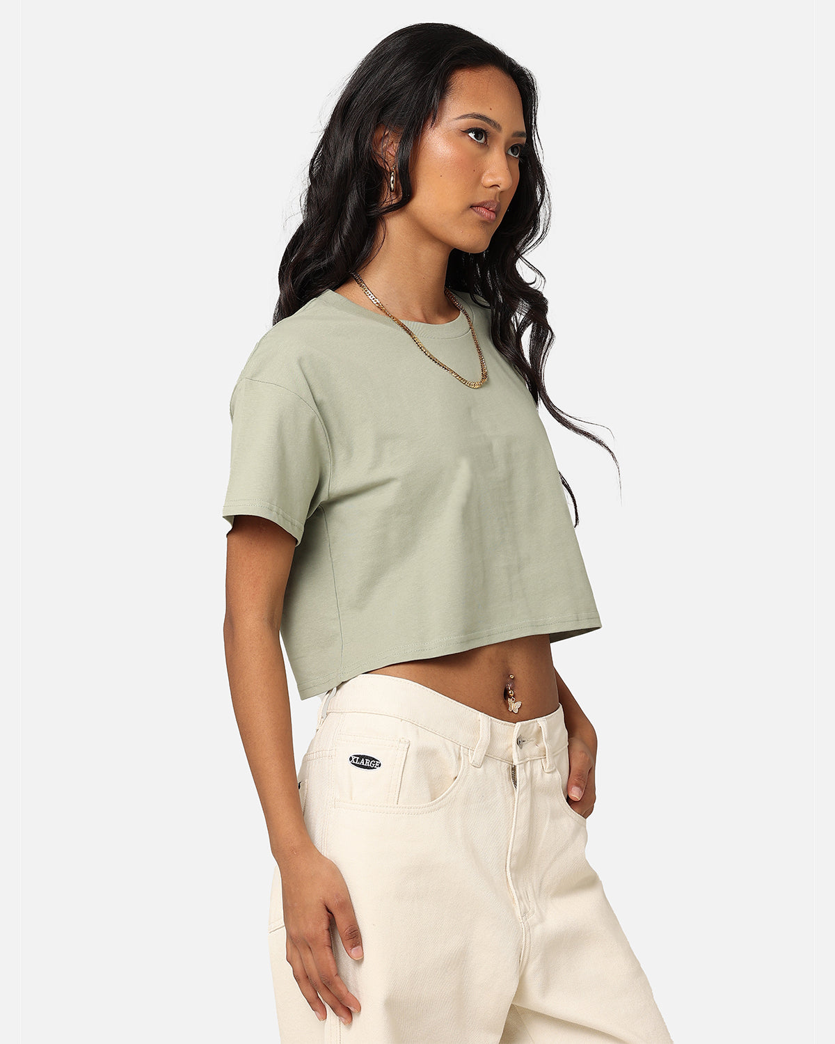 AS Colour Women's Crop T-Shirt Pistachio