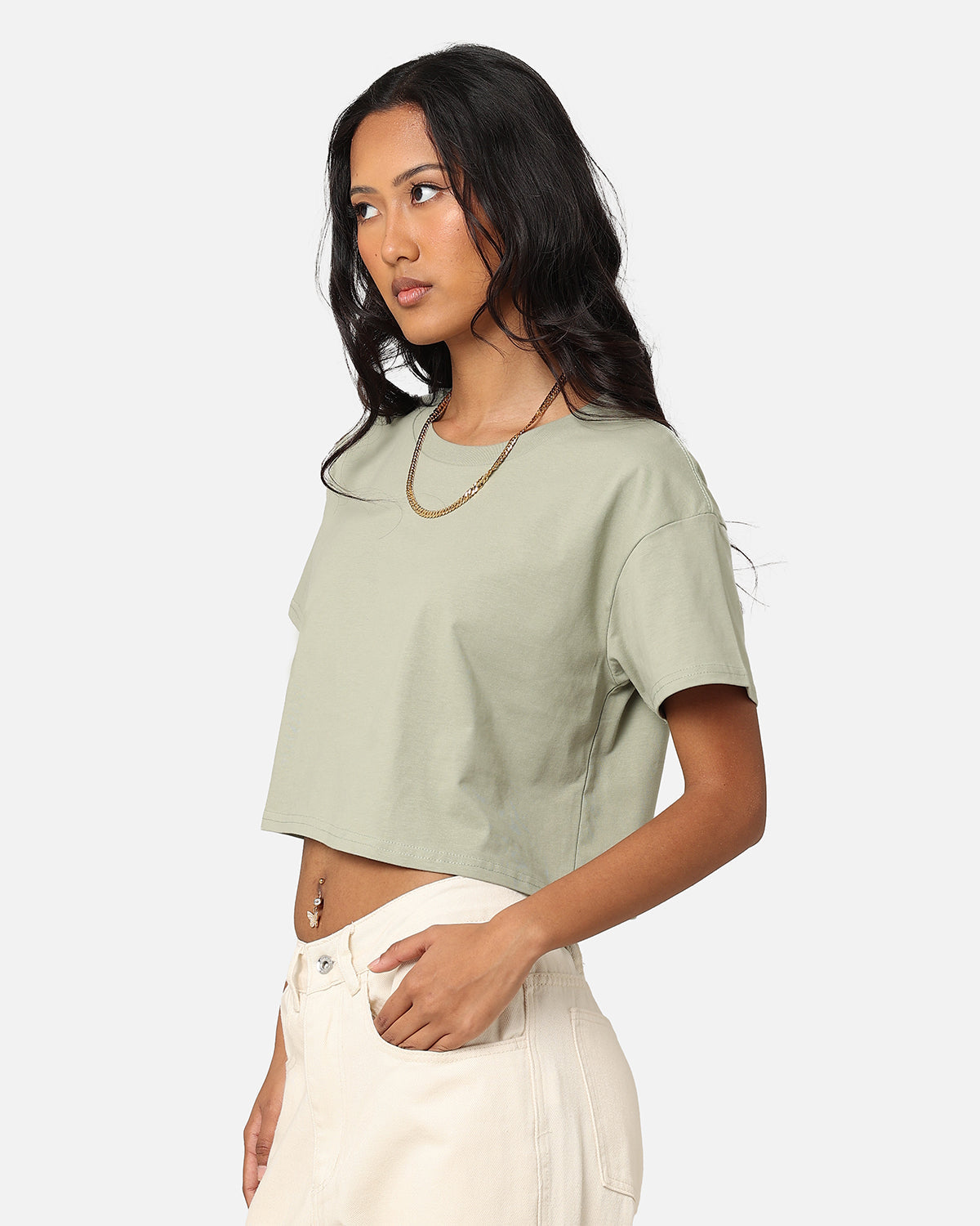 AS Colour Women's Crop T-Shirt Pistachio