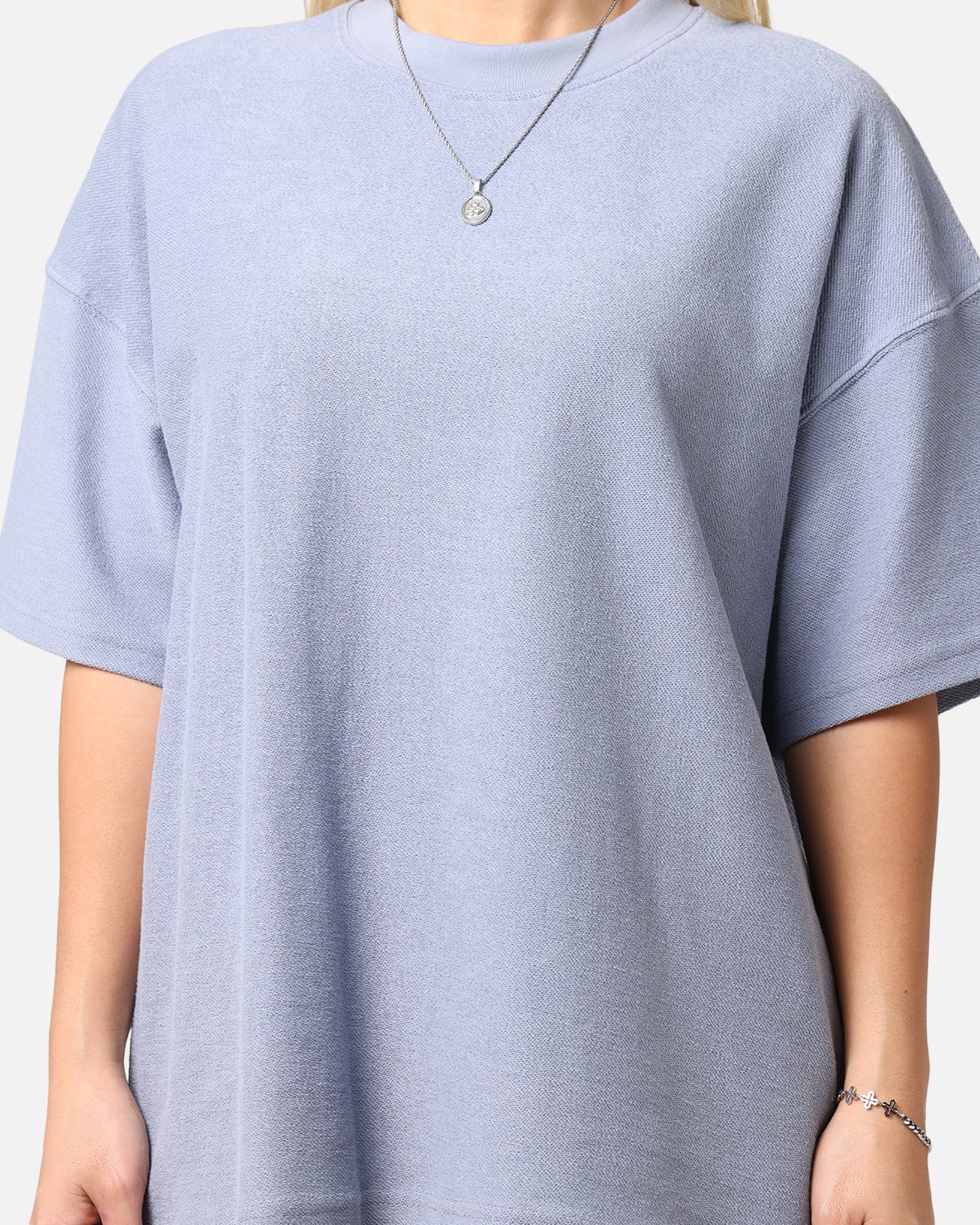Carre Terry Oversized T-Shirt Blue Style001