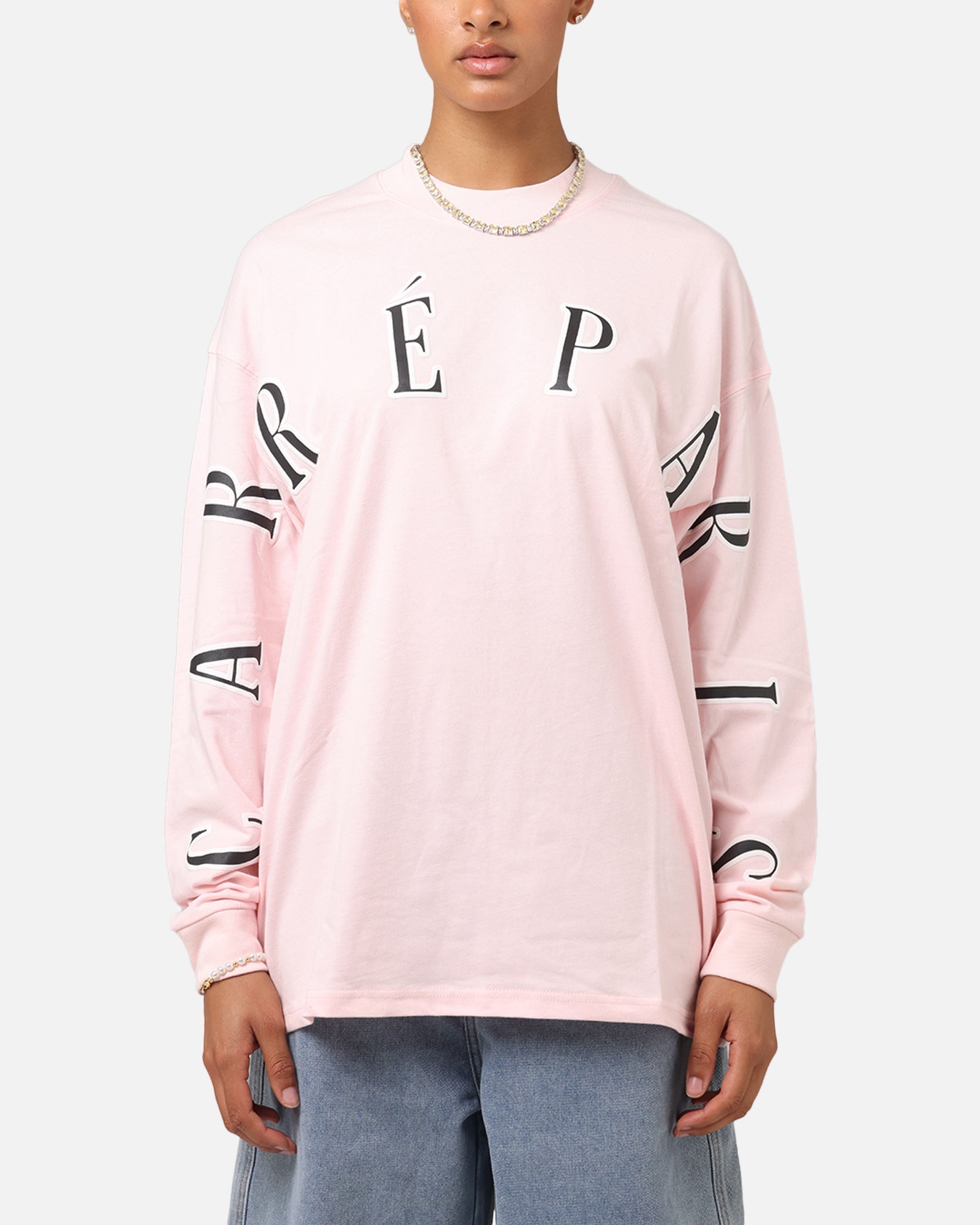 Carre Global Oversized Long Sleeve T-Shirt Pink Style001