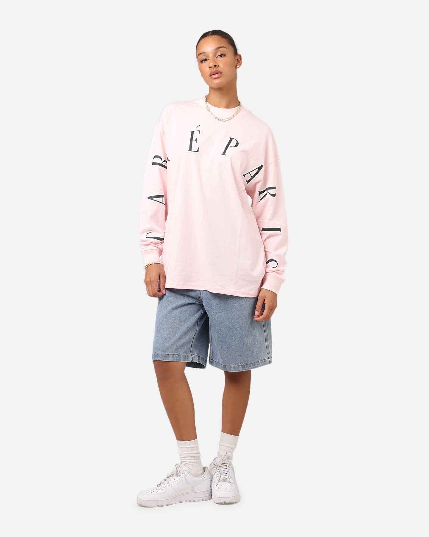Carre Global Oversized Long Sleeve T-Shirt Pink Style001