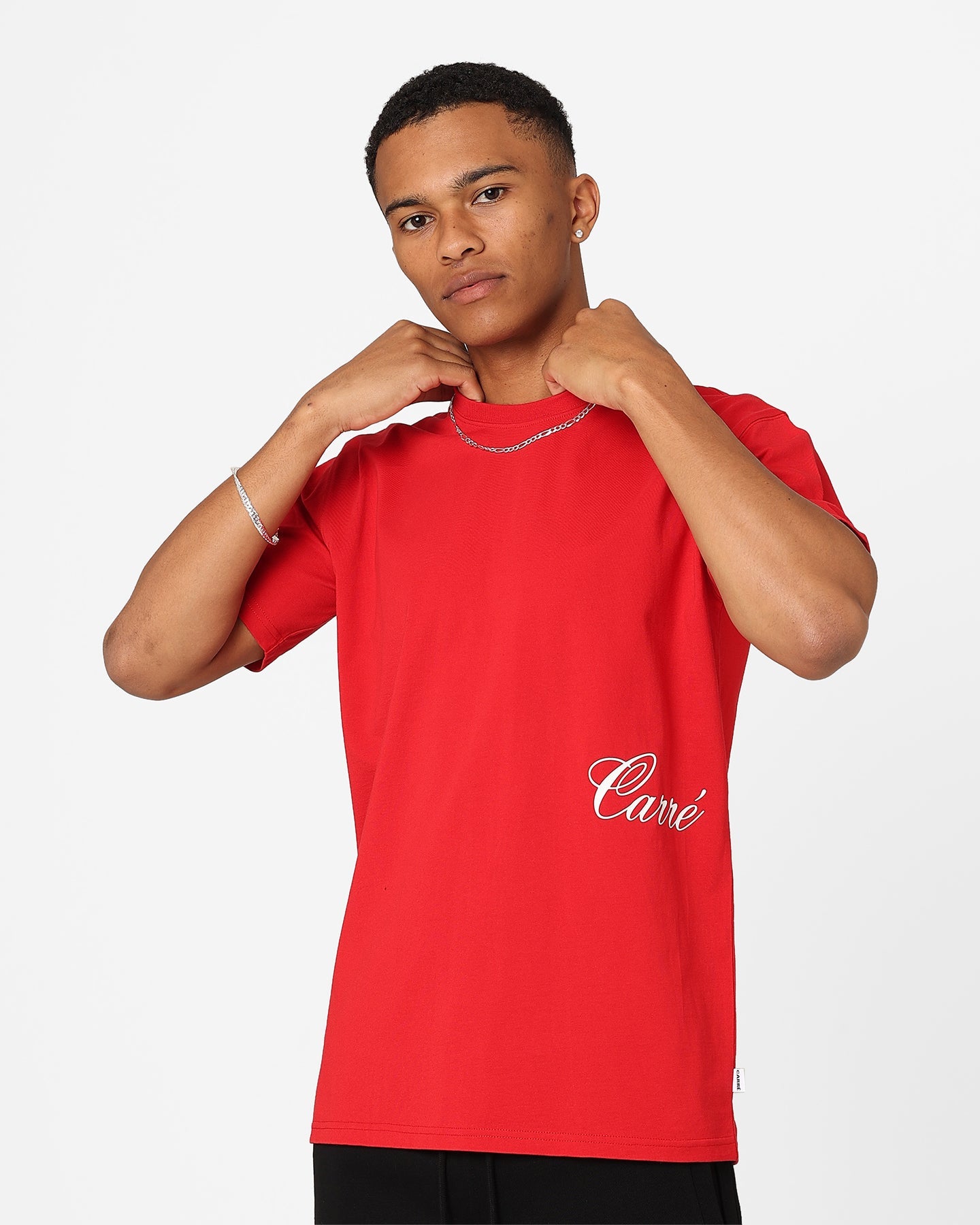 Carre Side Script T-Shirt Red