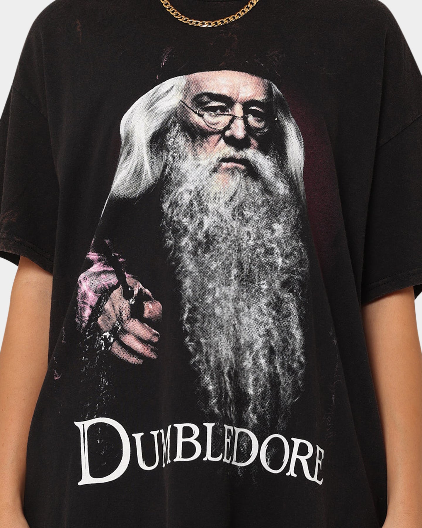 American Thrift X Harry Potter Dumbledore Vintage T-Shirt Black Wash Style001