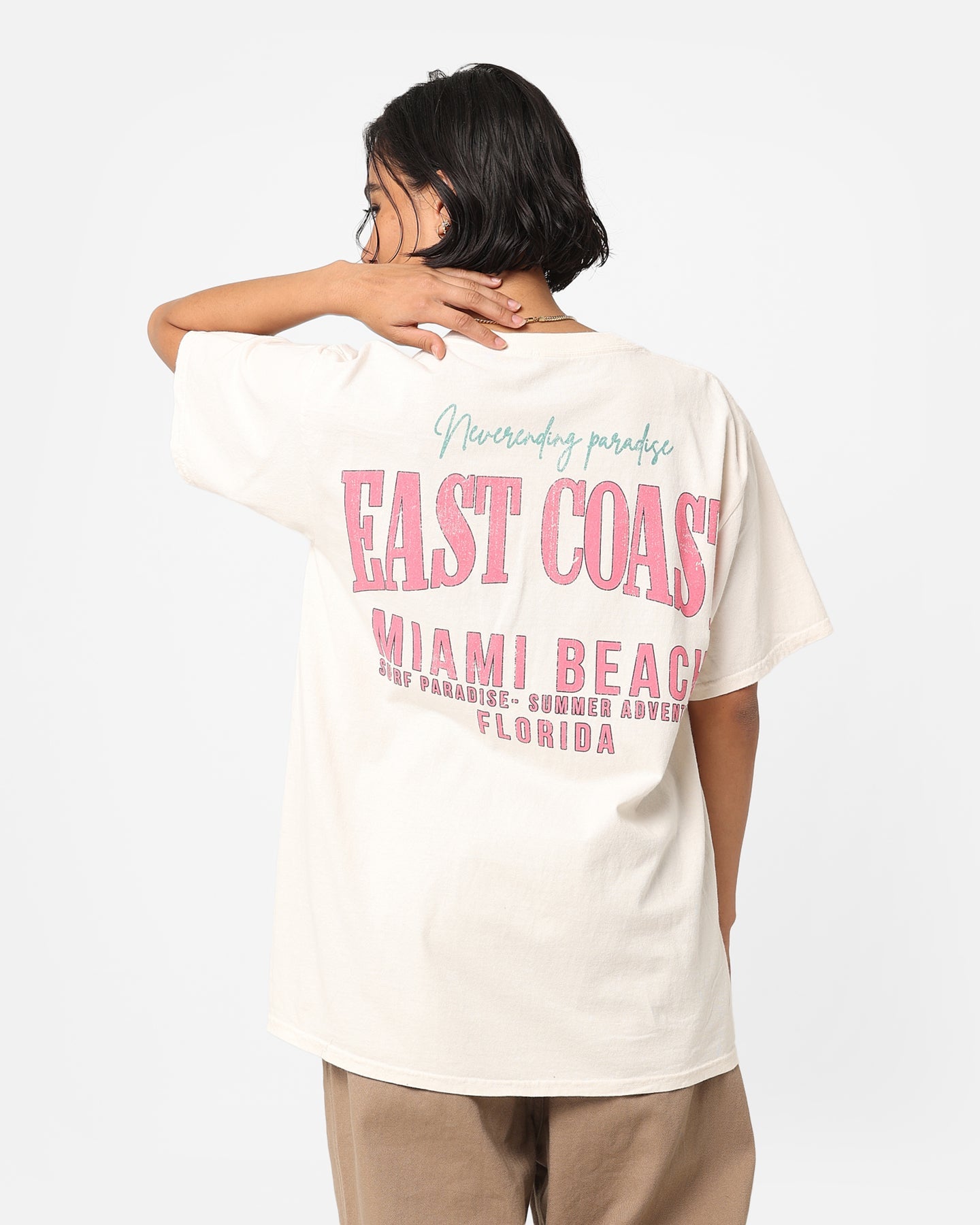 American Thrift Miami Beach Vintage T-Shirt Off White Style001