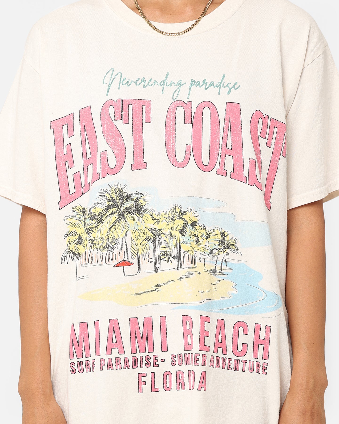 American Thrift Miami Beach Vintage T-Shirt Off White Style001