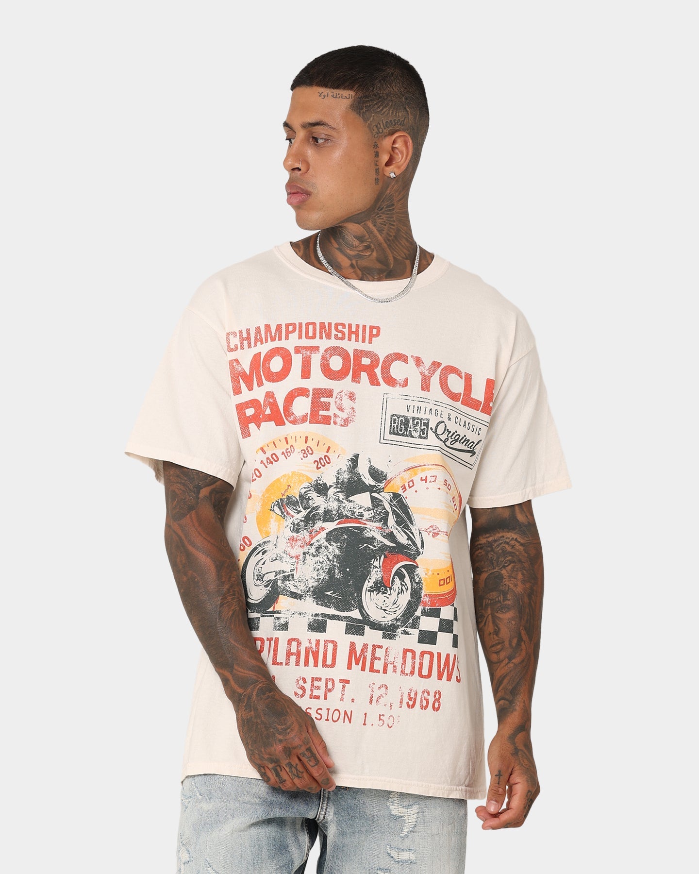 American Thrift Portland Meadows Vintage T-Shirt Off White
