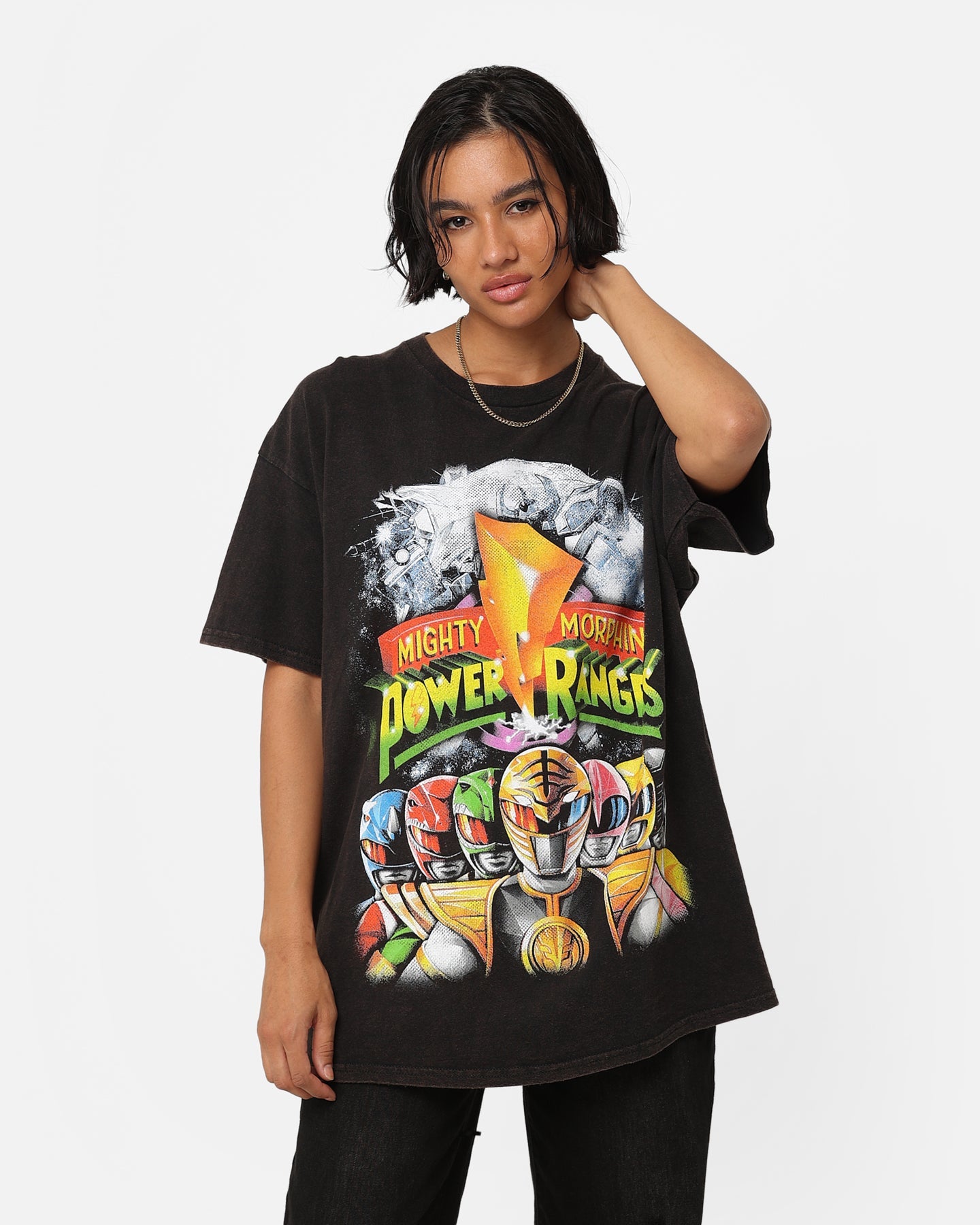 American Thrift X Power Rangers Mighty Morphin Vintage T-Shirt Black Wash Style001