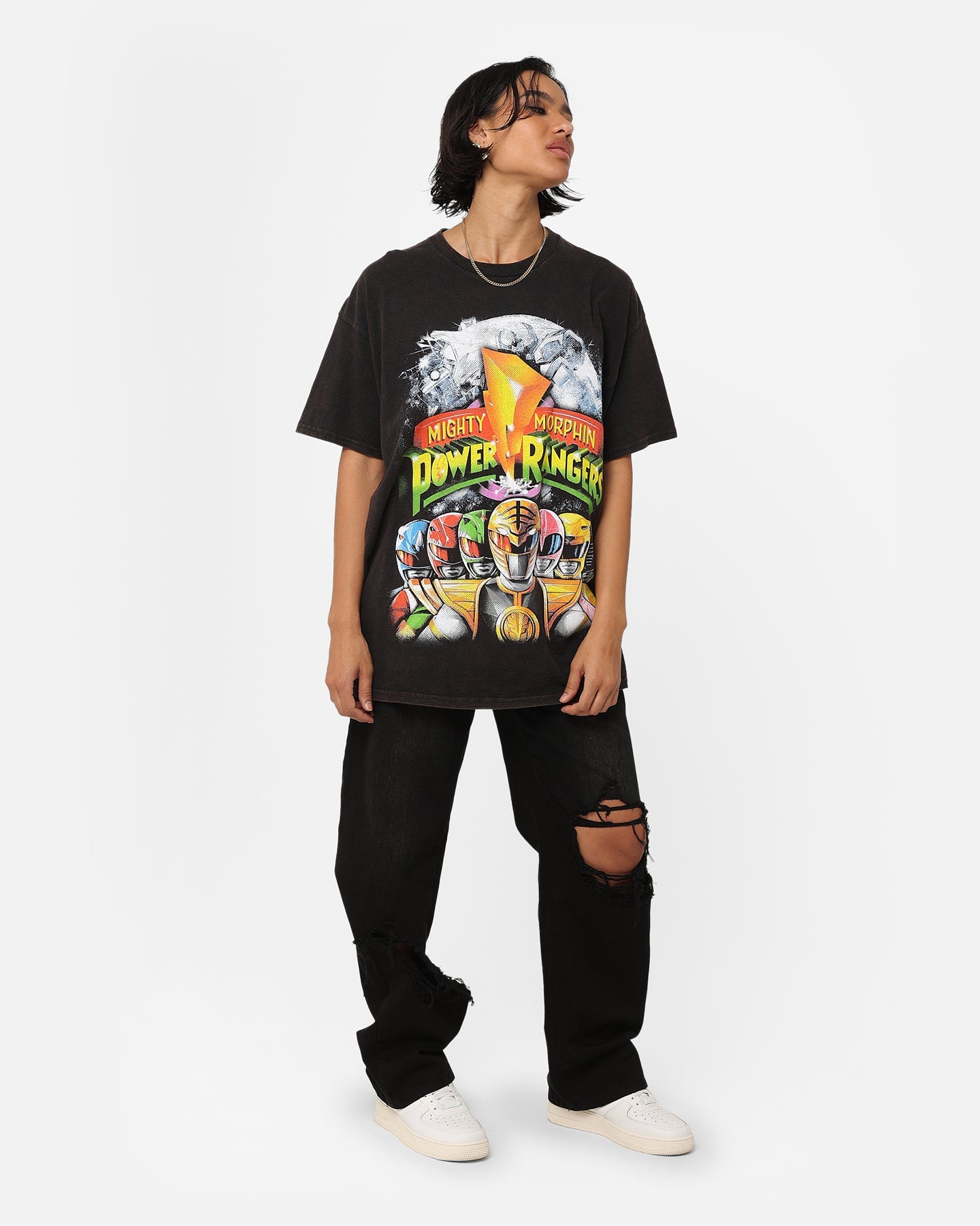 American Thrift X Power Rangers Mighty Morphin Vintage T-Shirt Black Wash Style001
