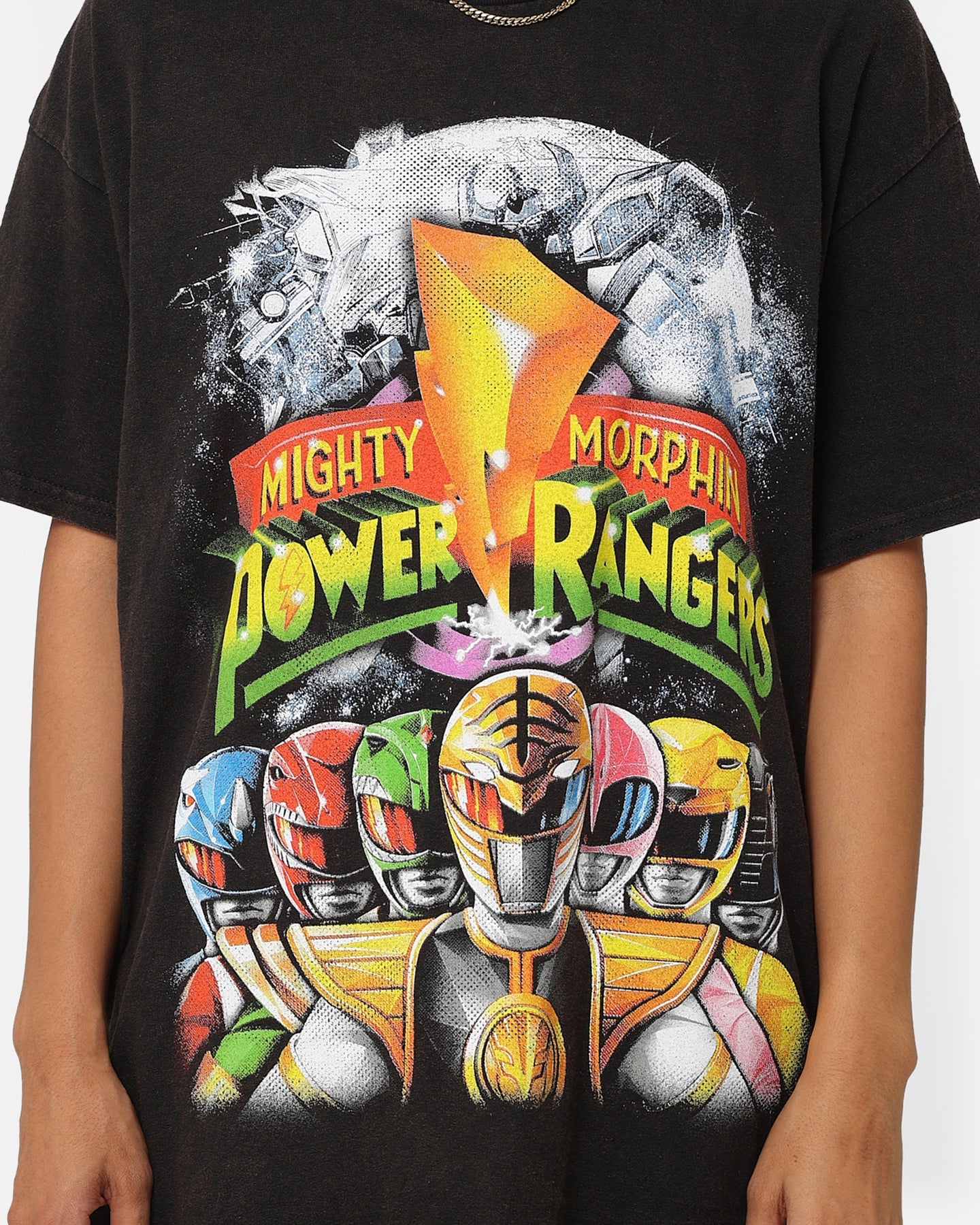 American Thrift X Power Rangers Mighty Morphin Vintage T-Shirt Black Wash Style001