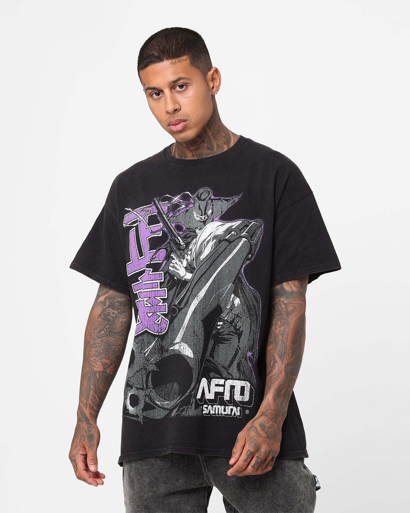 Goat Crew X Afro Samurai Justice Vintage T-Shirt Black Wash