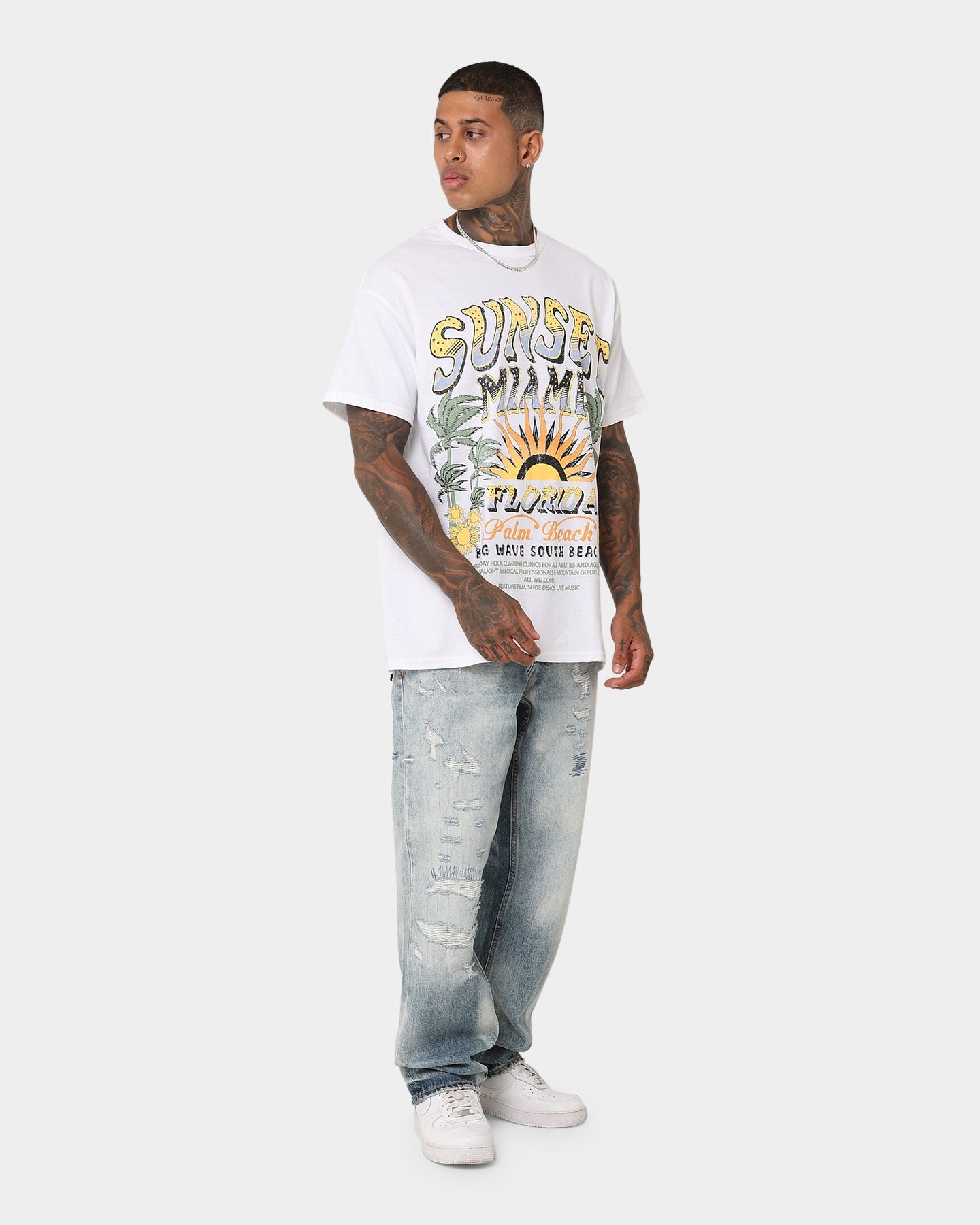 American Thrift Sunset Miami Vintage T-Shirt White