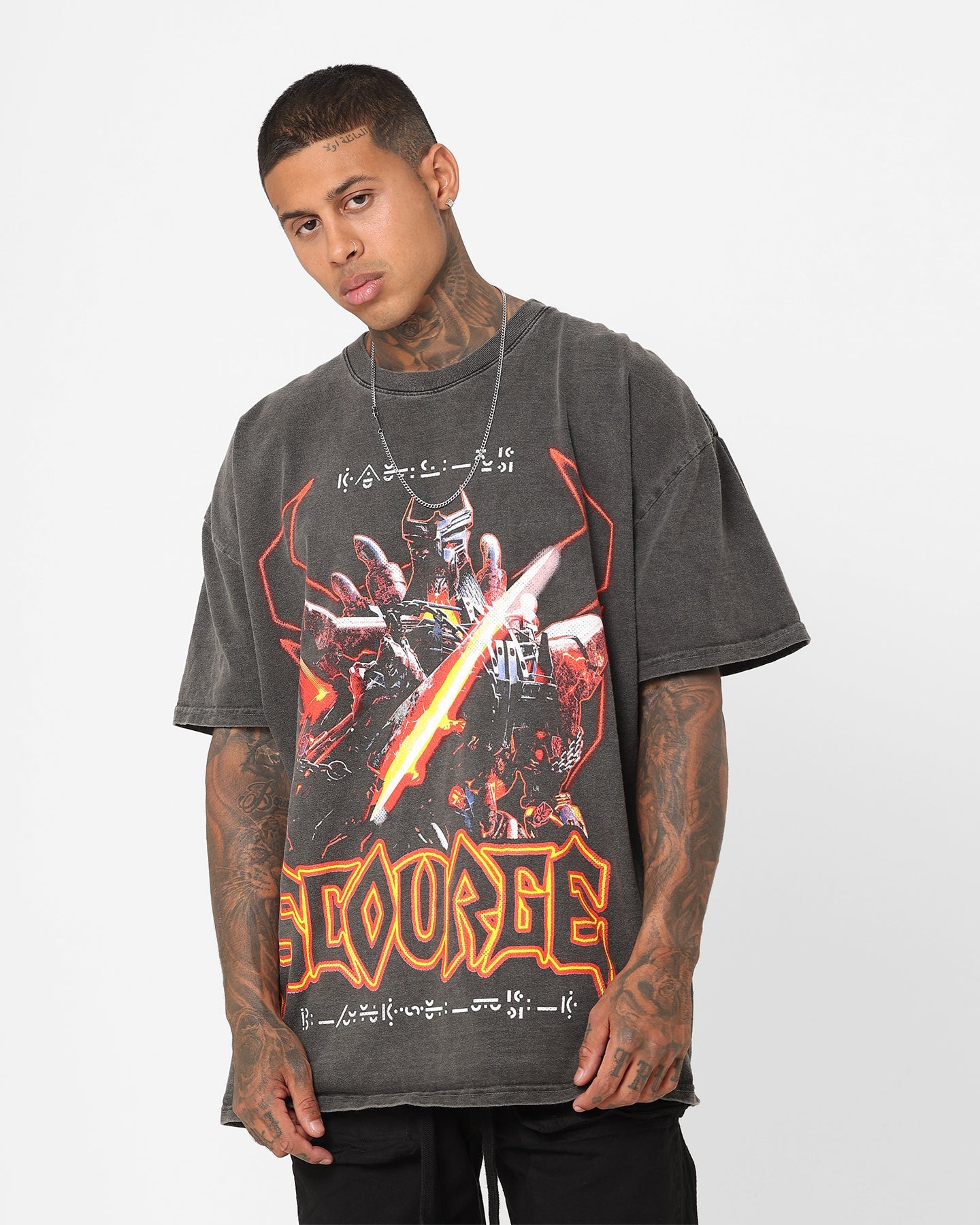 Goat Crew X Transformers Scourge Heavyweight Vintage T-Shirt Black Wash