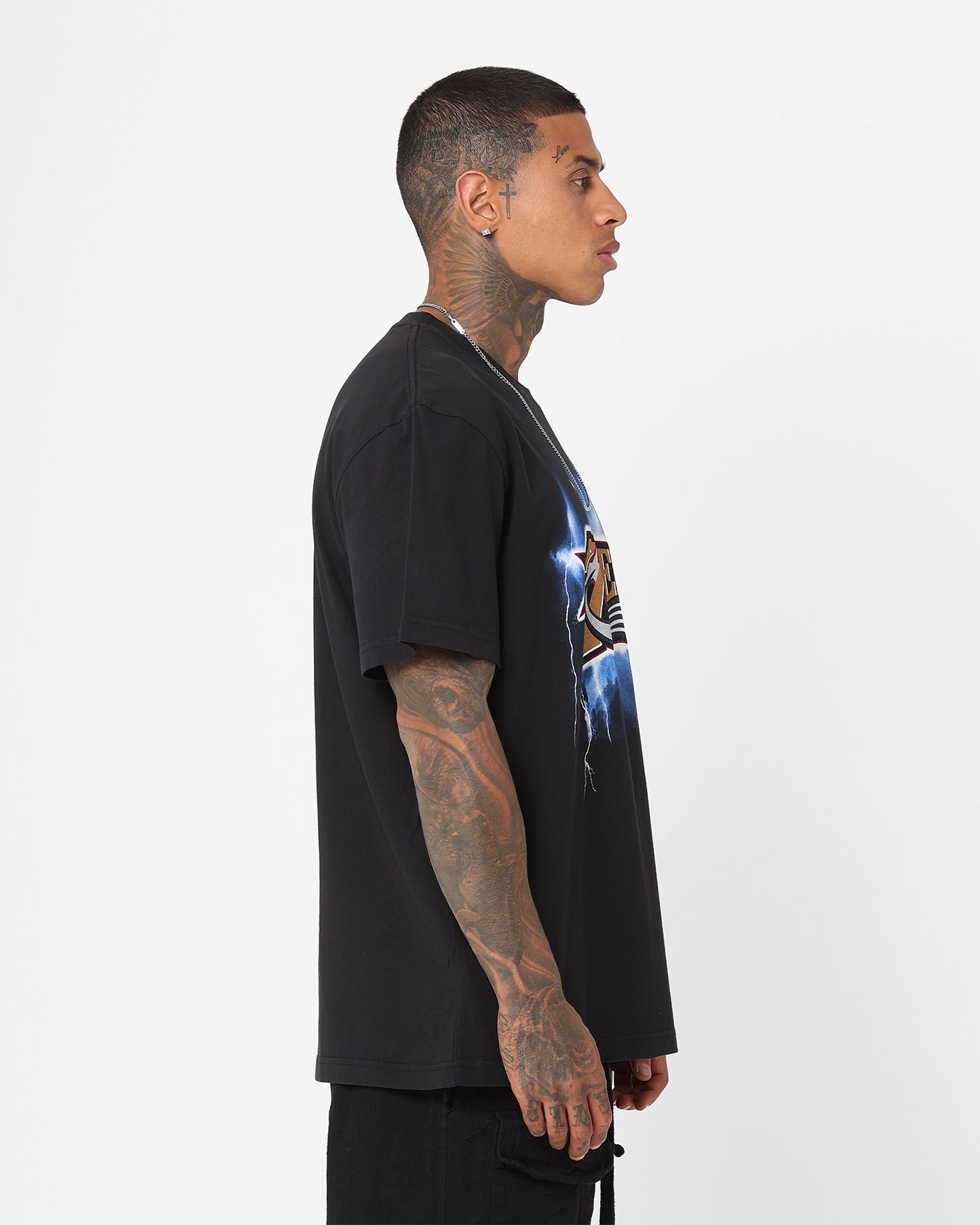 Mitchell & Ness Philadelphia 76ers Logo Lightning T-Shirt Black